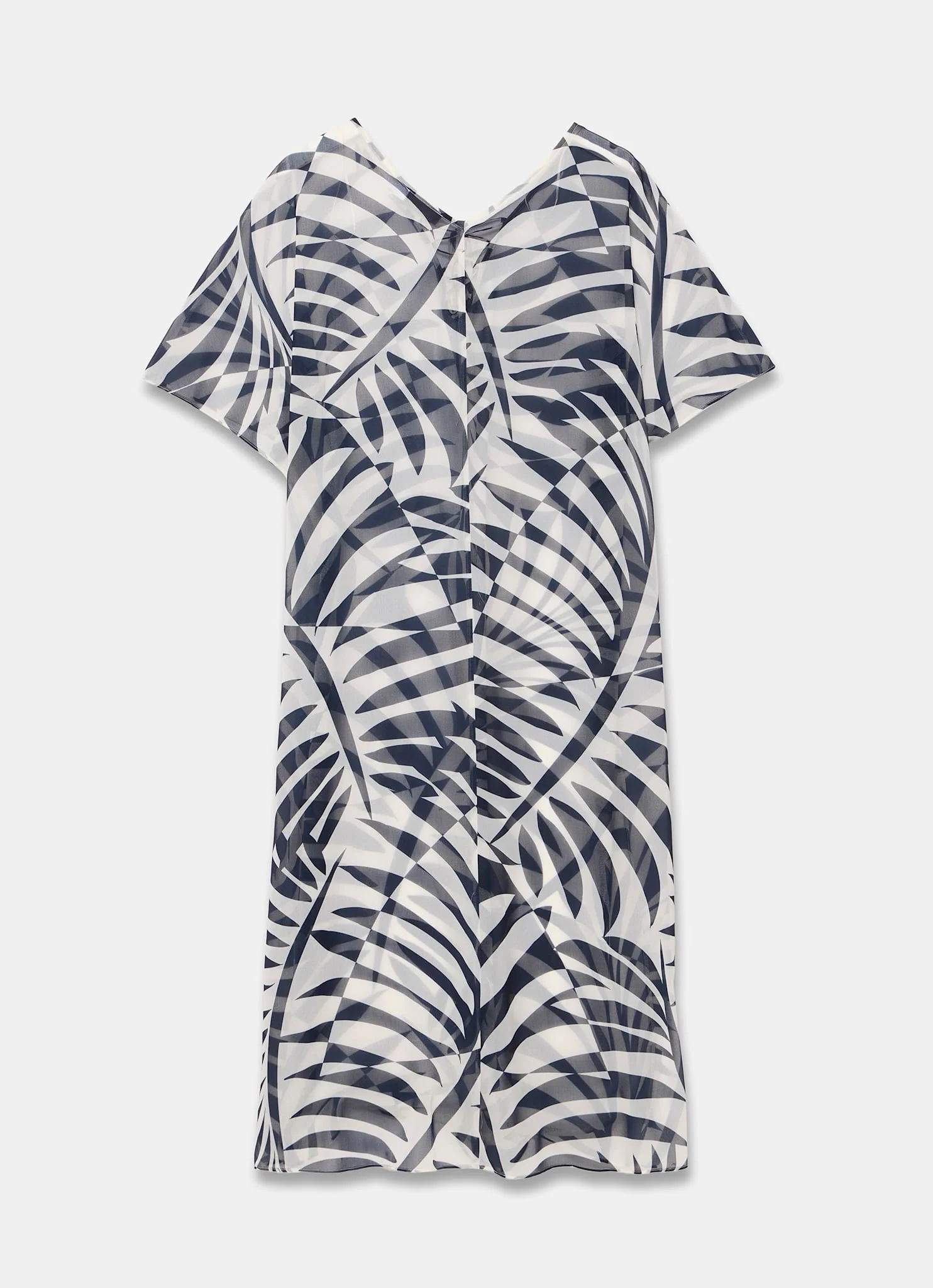 Navy Leaf Print Beach Cover Up - Image 8