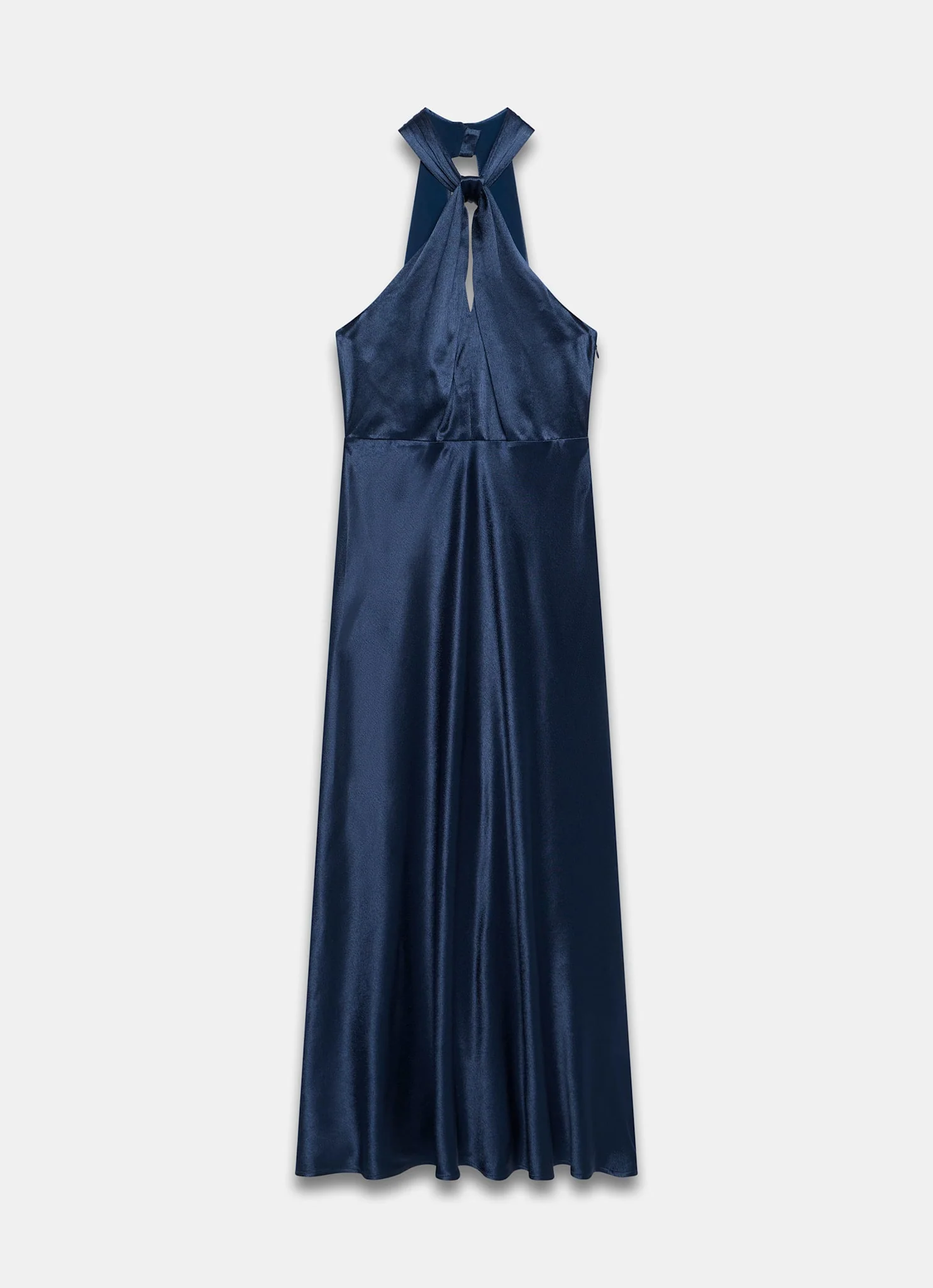 Navy Satin Halter Maxi Dress - Image 7