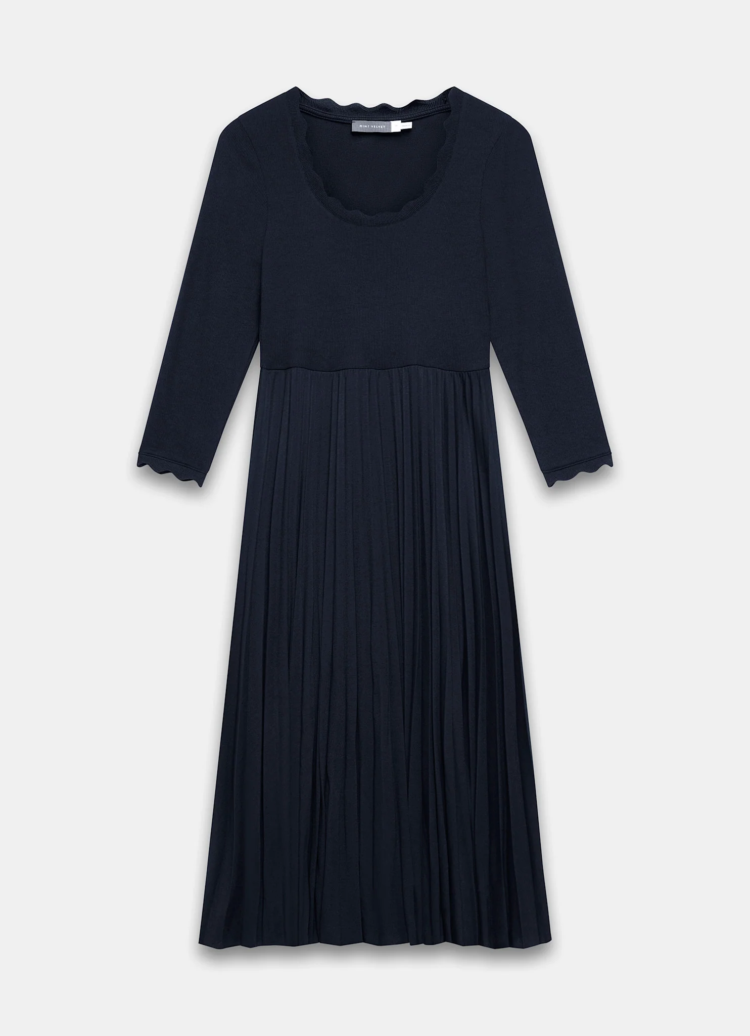 Navy Scallop Jersey Mix Midi Dress - Image 7