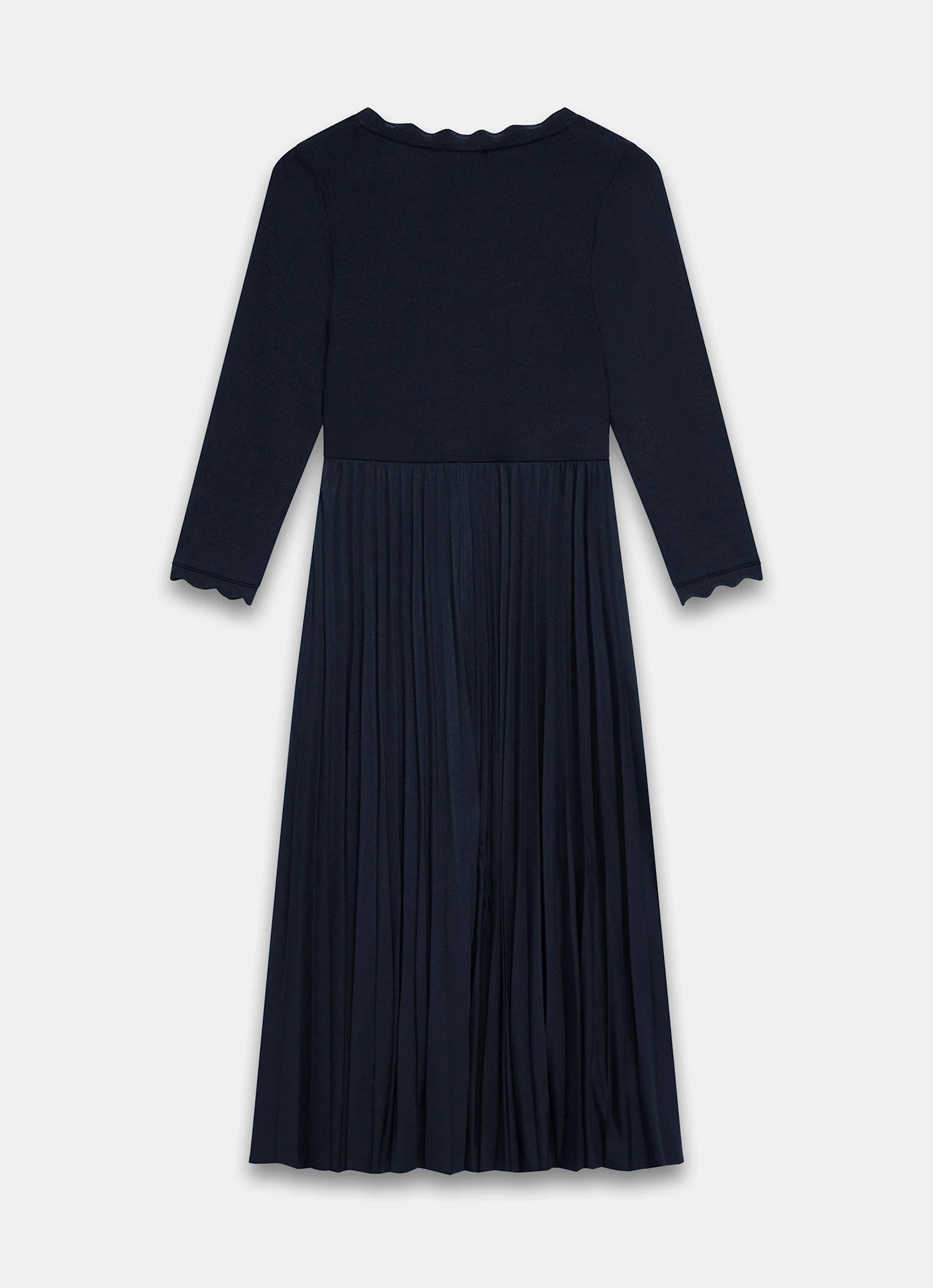 Navy Scallop Jersey Mix Midi Dress - Image 8