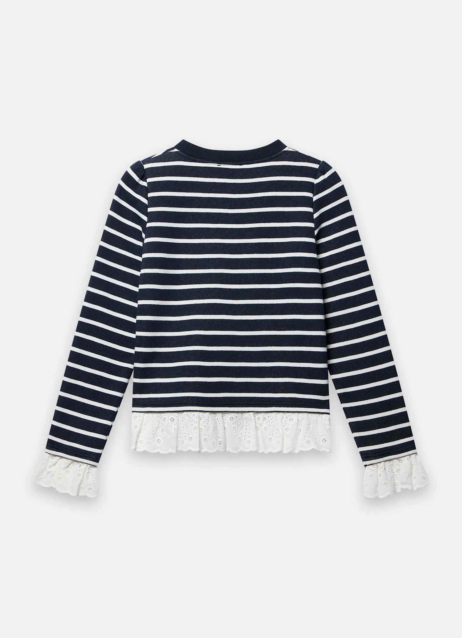 Navy Stripe Broderie Trim Sweatshirt - Image 8