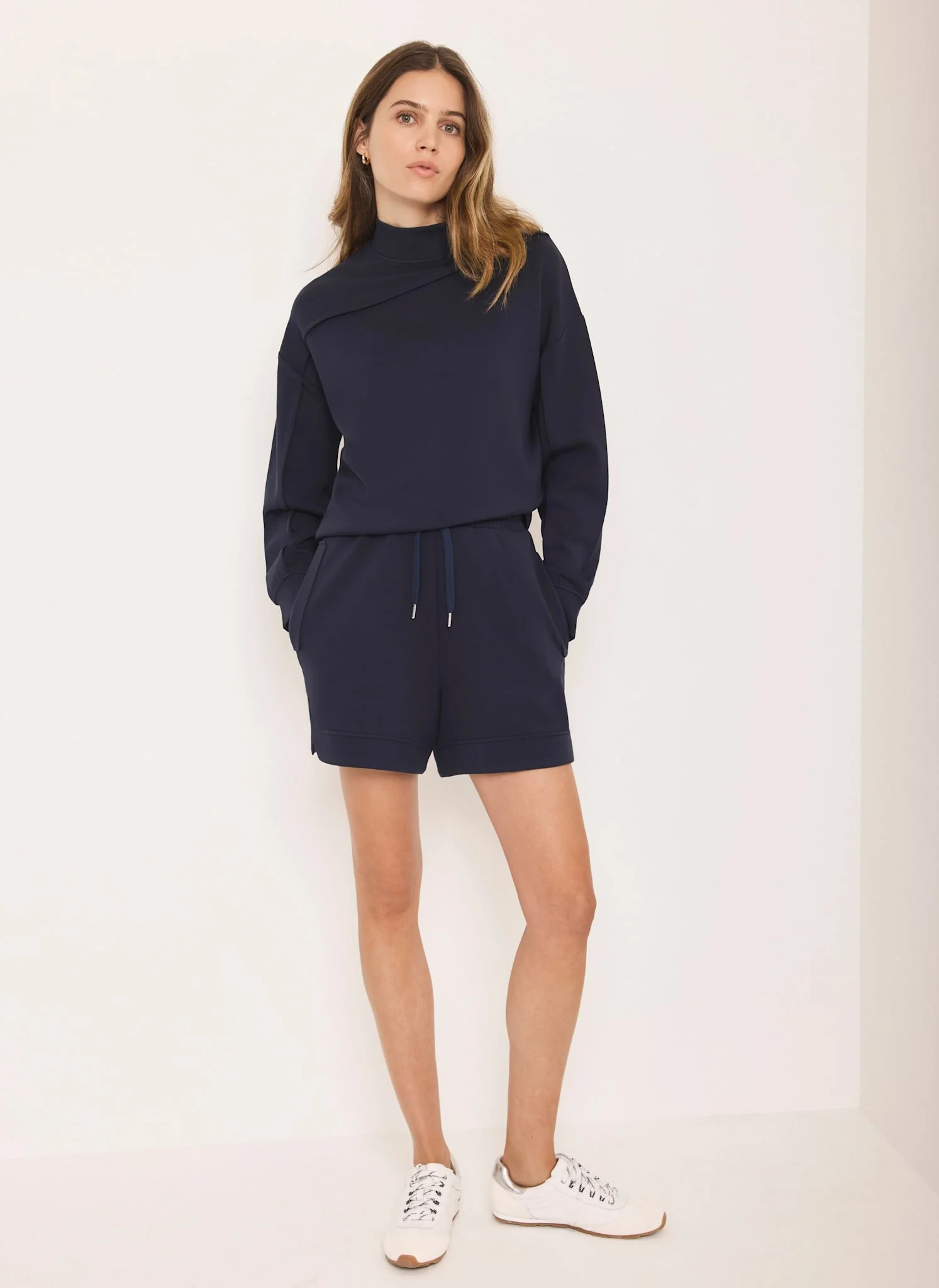 Navy Super Soft Asymmetric Detail Sweatshirt - Image 3