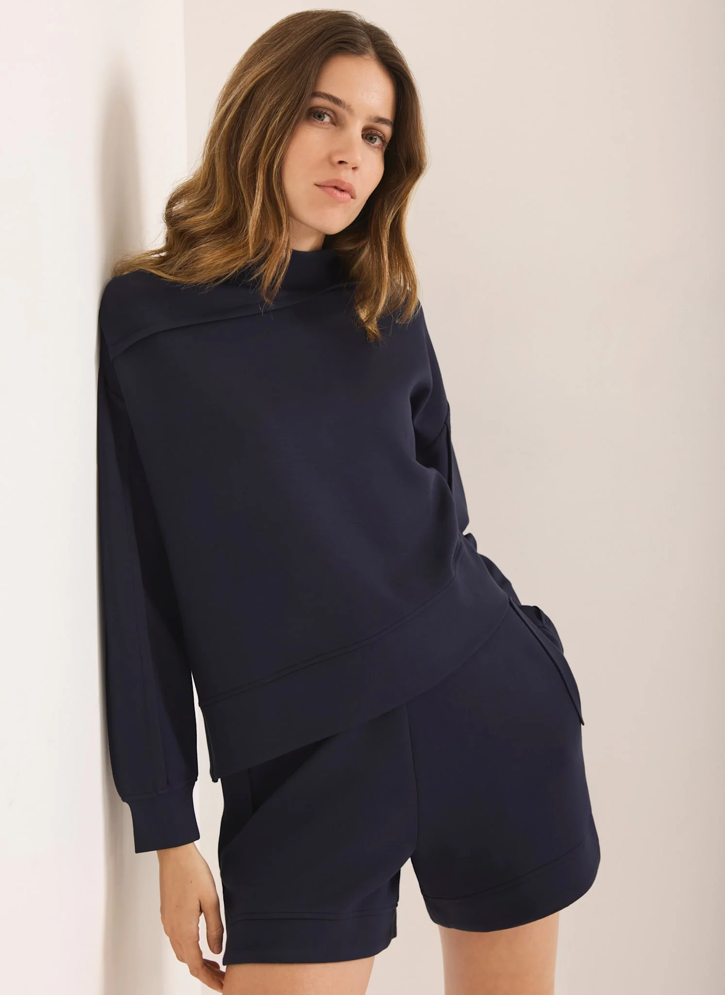 Navy Super Soft Asymmetric Detail Sweatshirt - Image 4