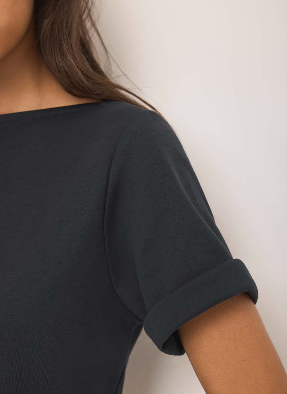 Navy Slash Neck T-Shirt - Image 4