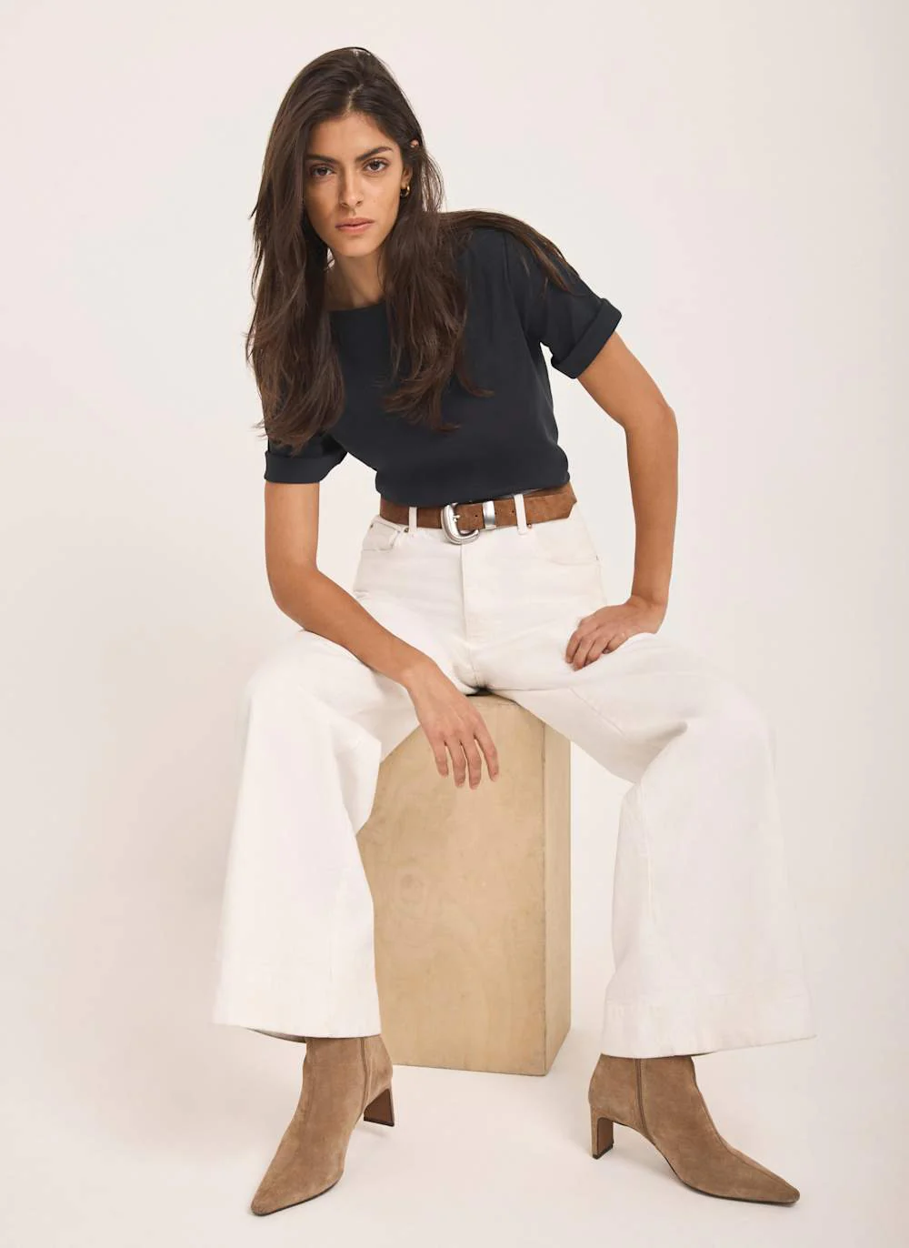 Navy Slash Neck T-Shirt - Image 5