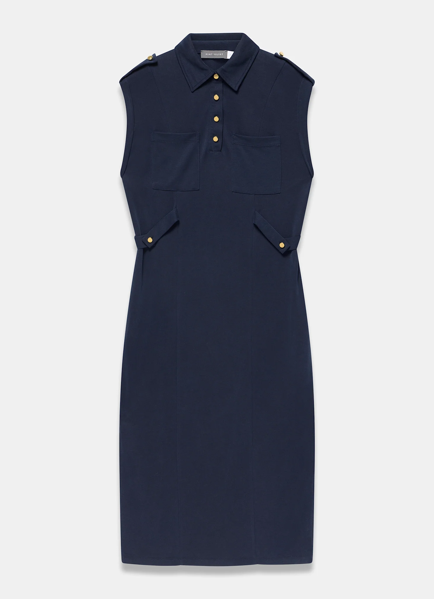 Navy Jersey Utility Midi Dress - Image 6