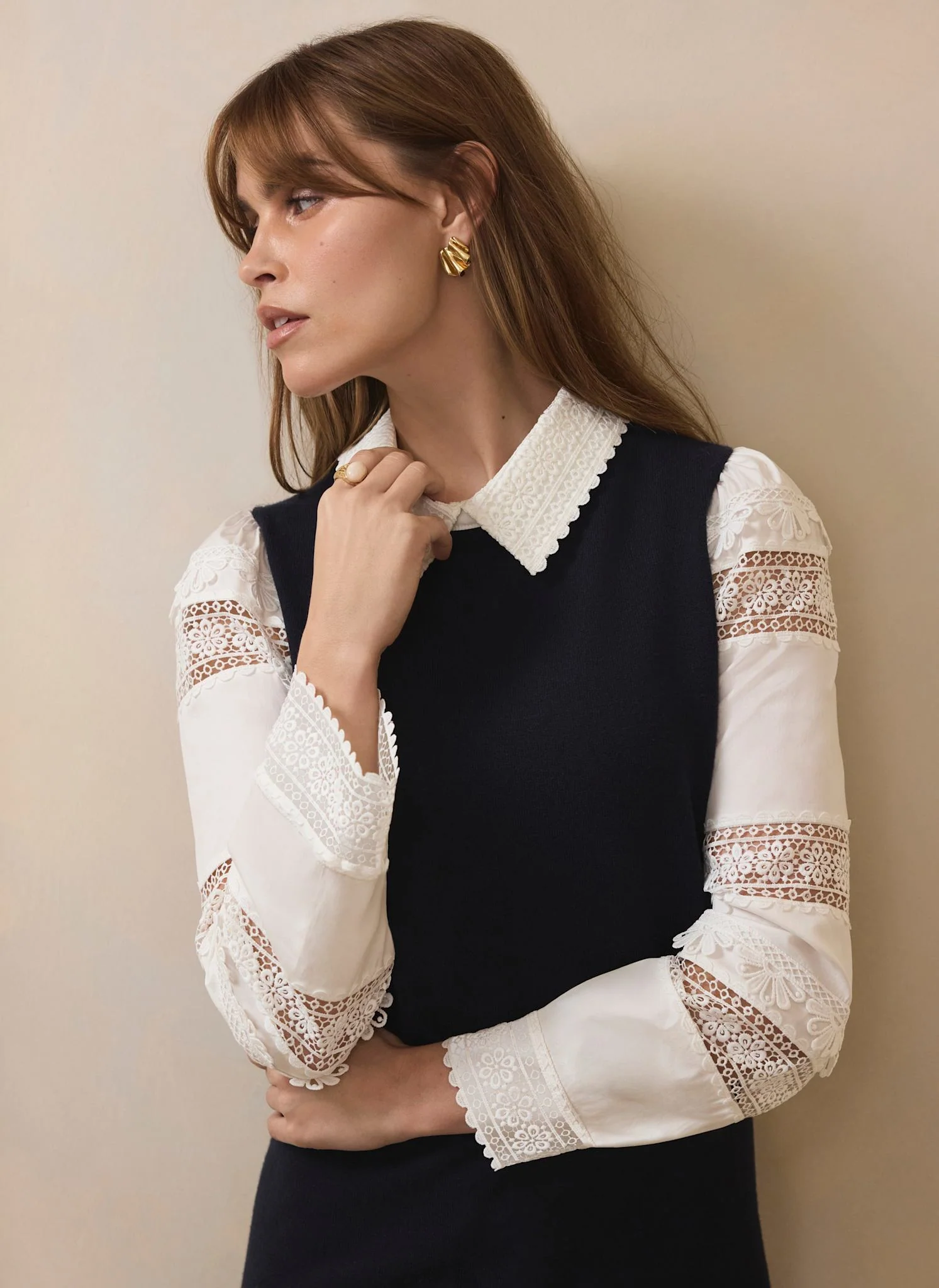 Navy Woven Sleeve Mini Dress - Image 5