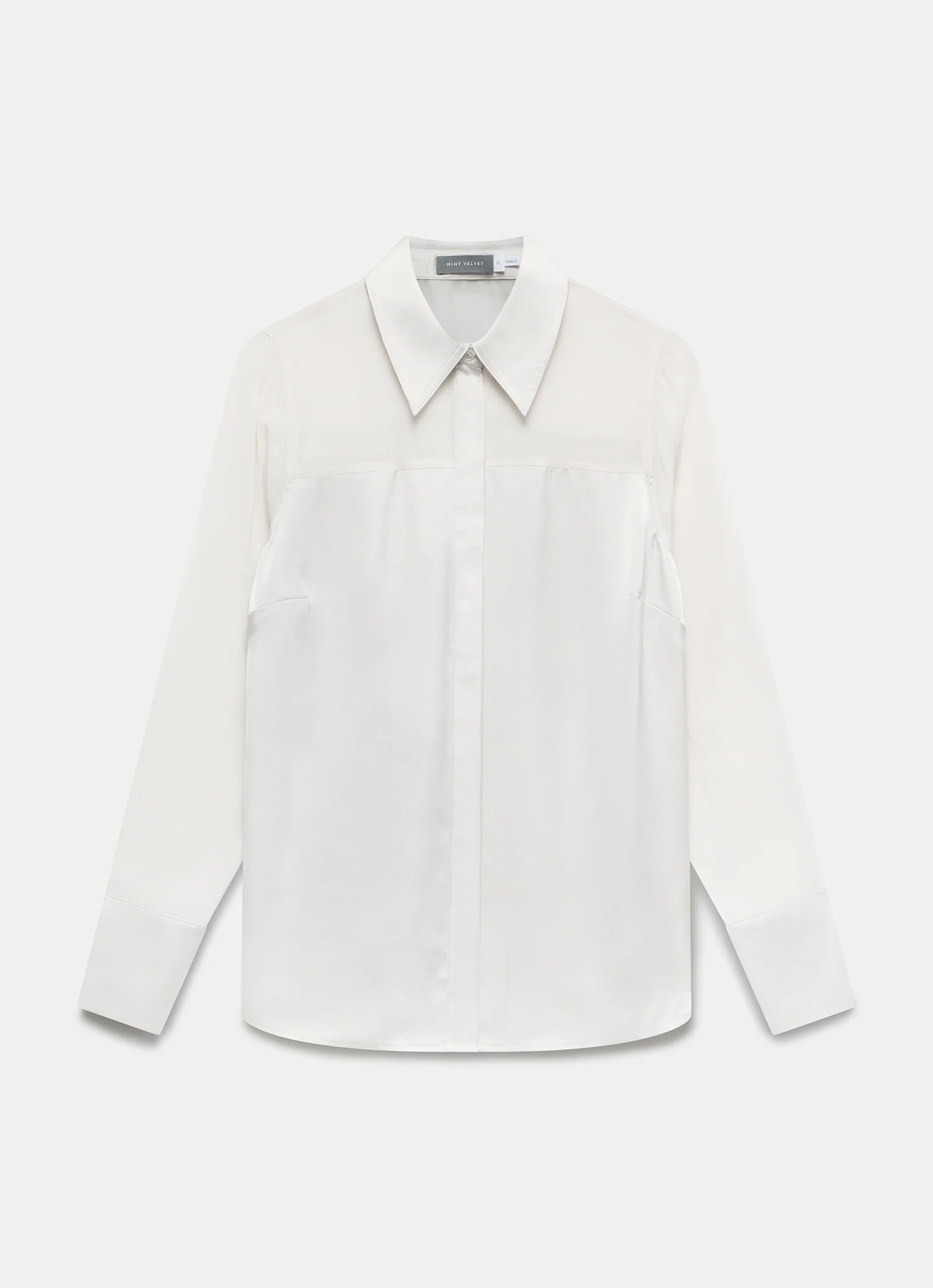 Neutral Satin Long Sleeve Shirt - Image 6