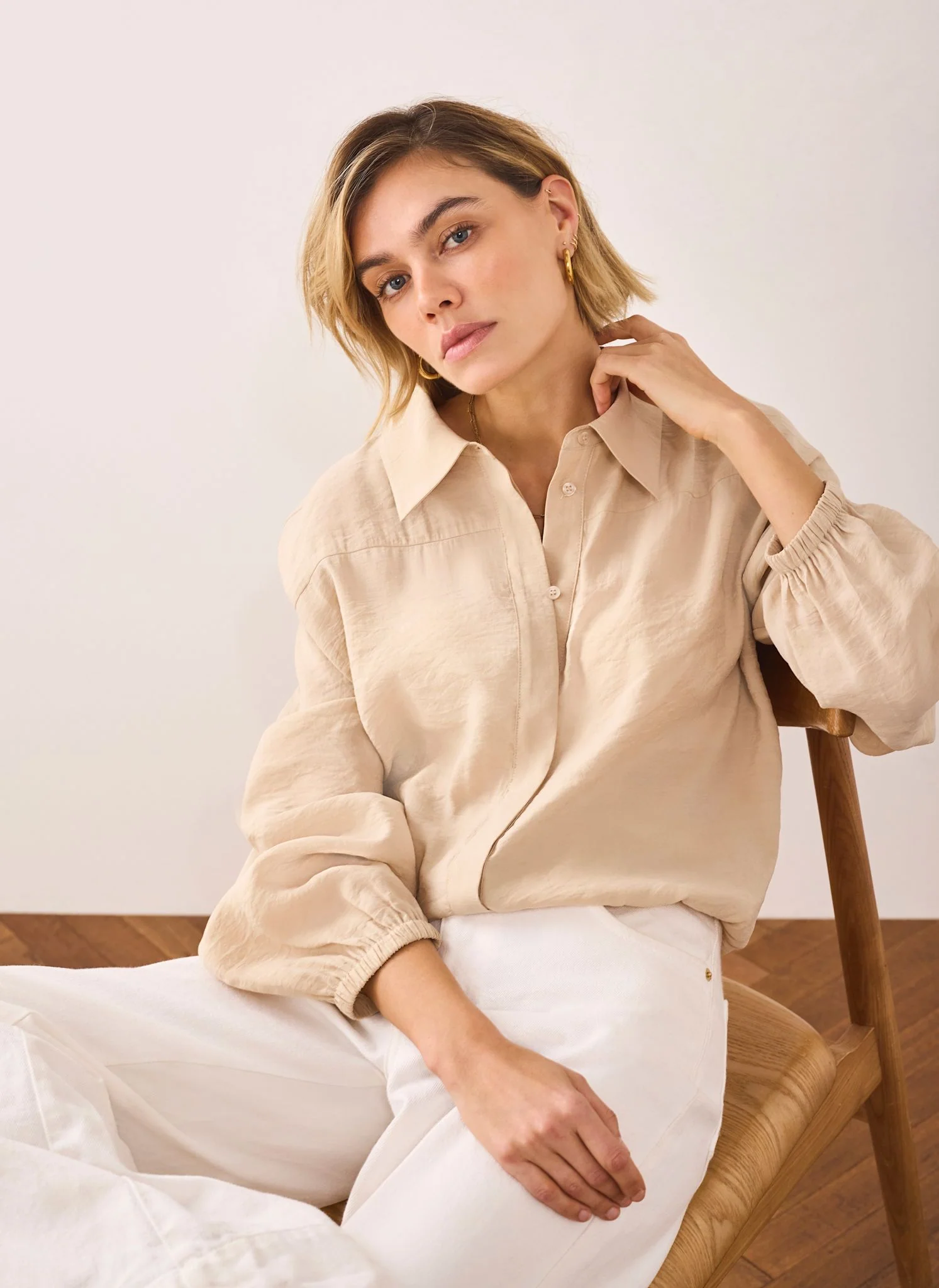 Neutral Long Sleeve Minimalist Shirt - Image 2