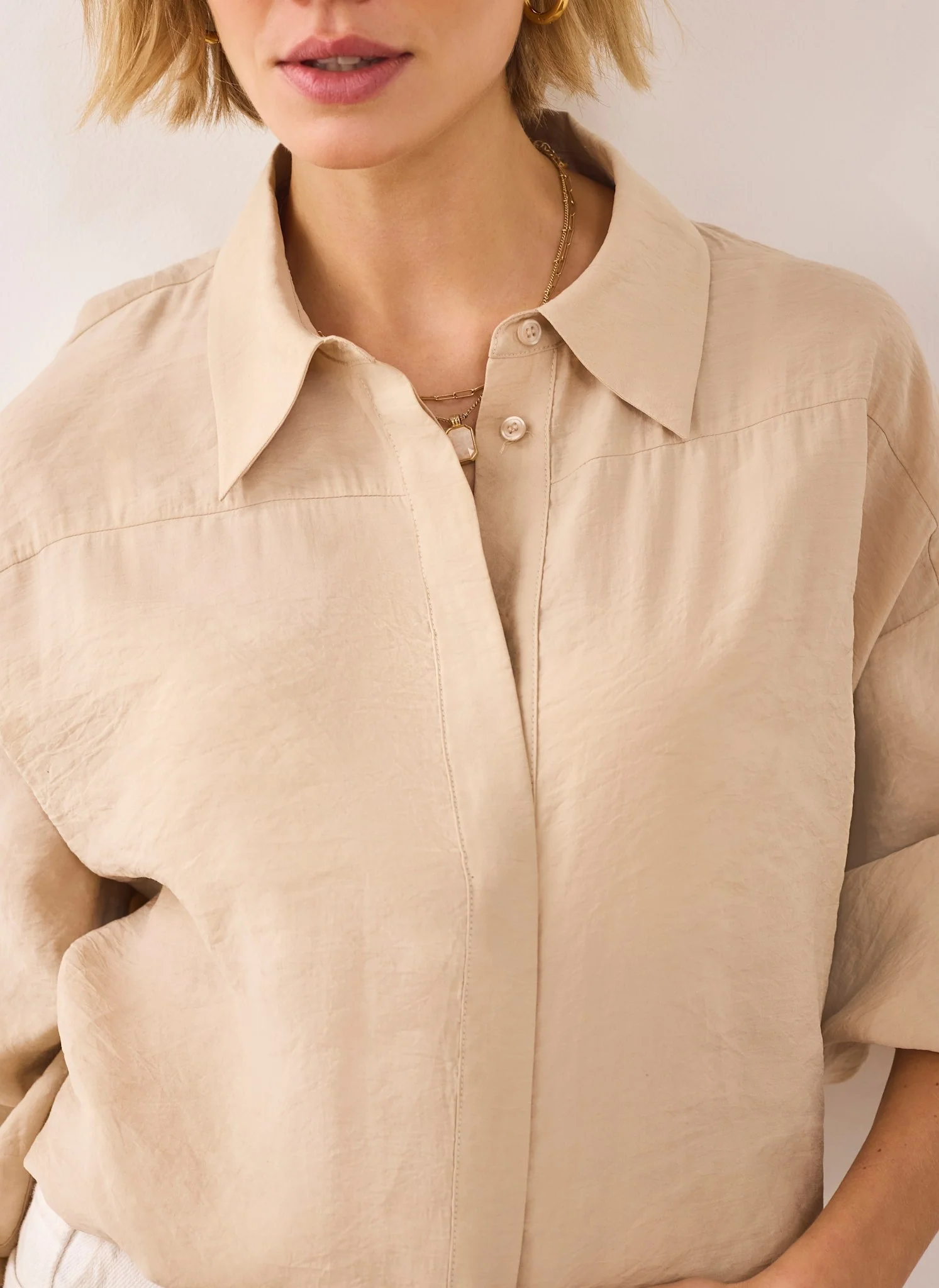 Neutral Long Sleeve Minimalist Shirt - Image 4
