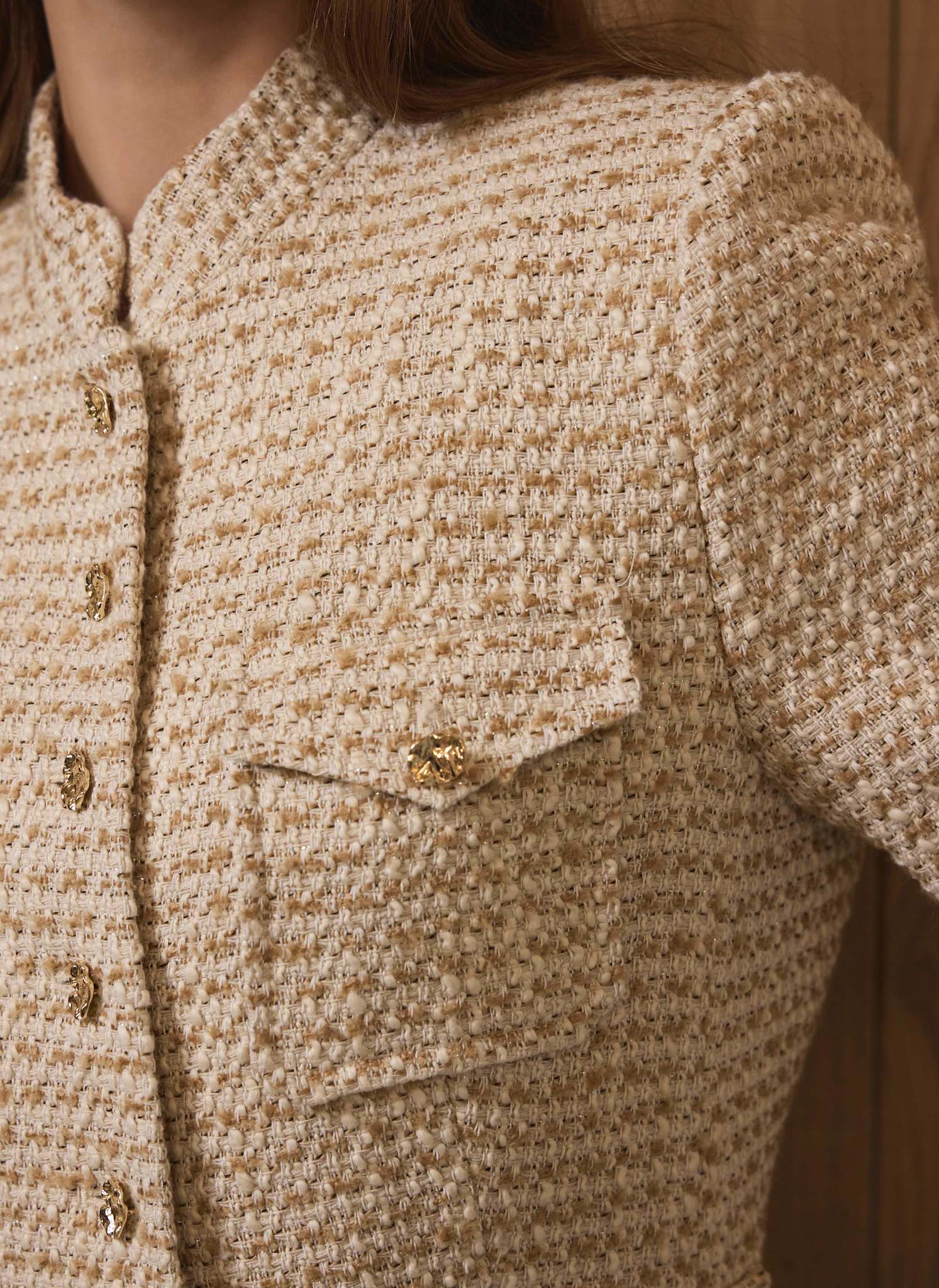 Neutral Boucle Pocket Detail Jacket - Image 3