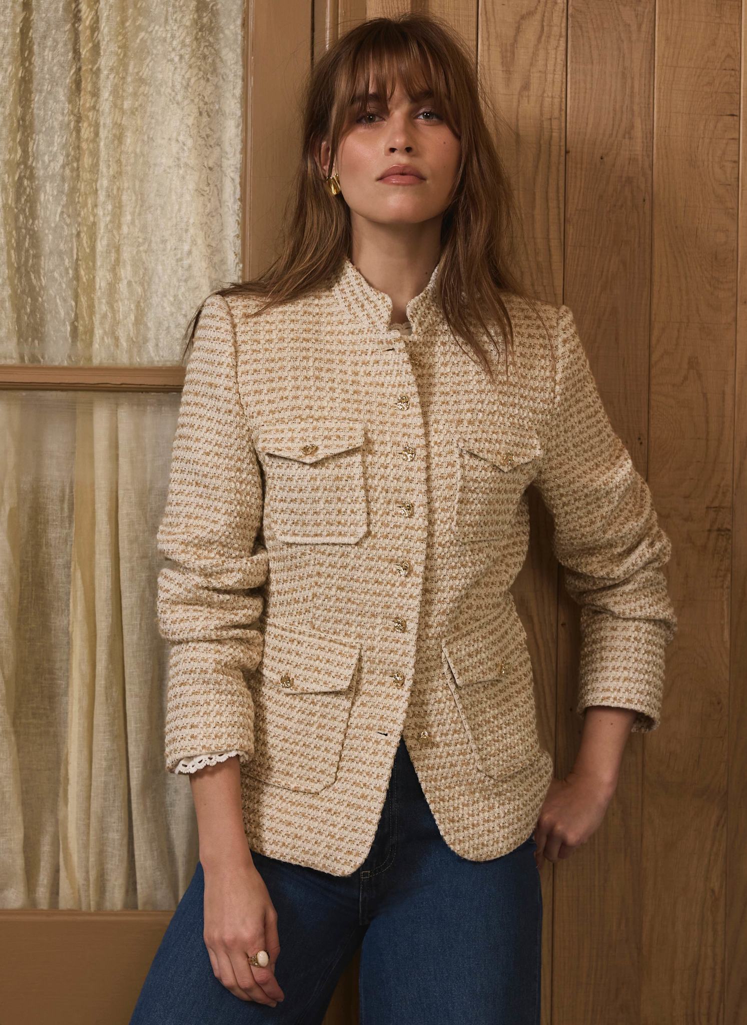 Neutral Boucle Pocket Detail Jacket - Image 4