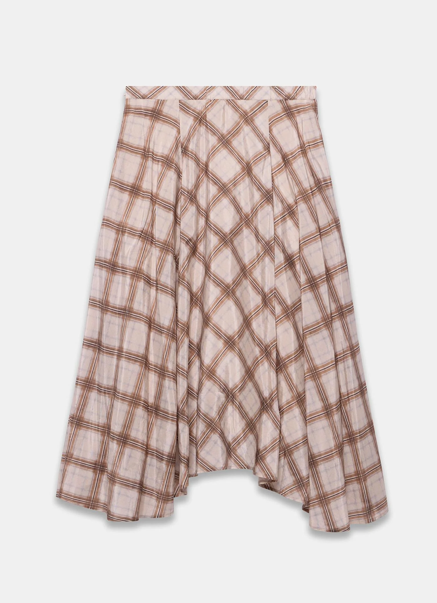 Neutral Checked Print Midi Skirt - Image 7