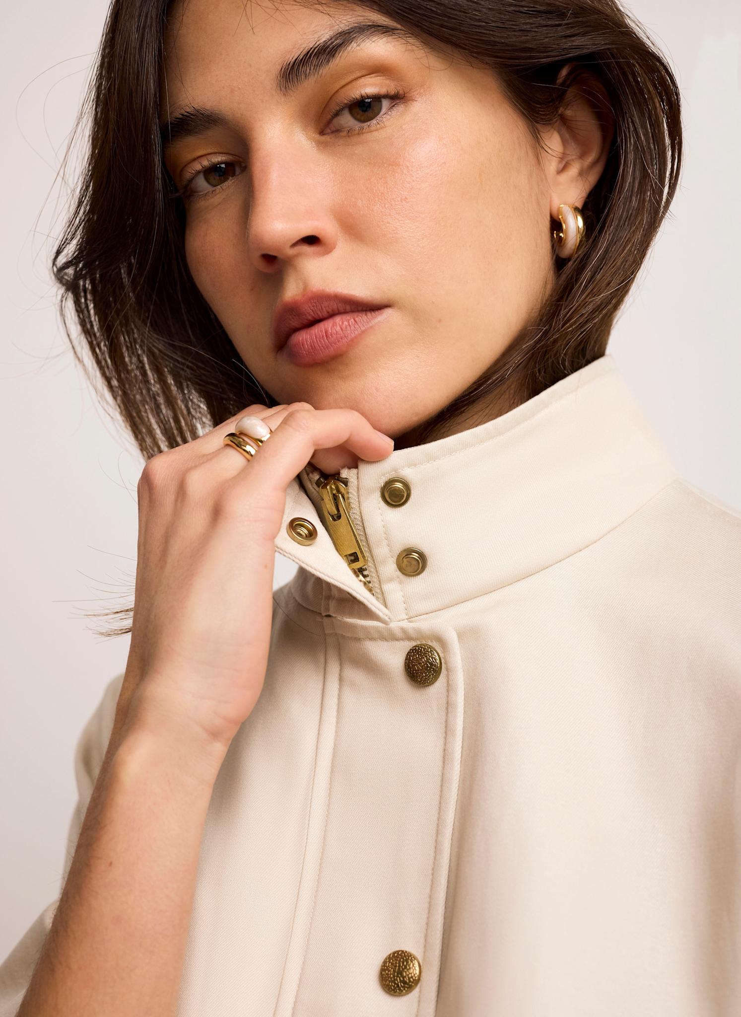 Neutral Funnel Neck Bomber Jacket - Image 3