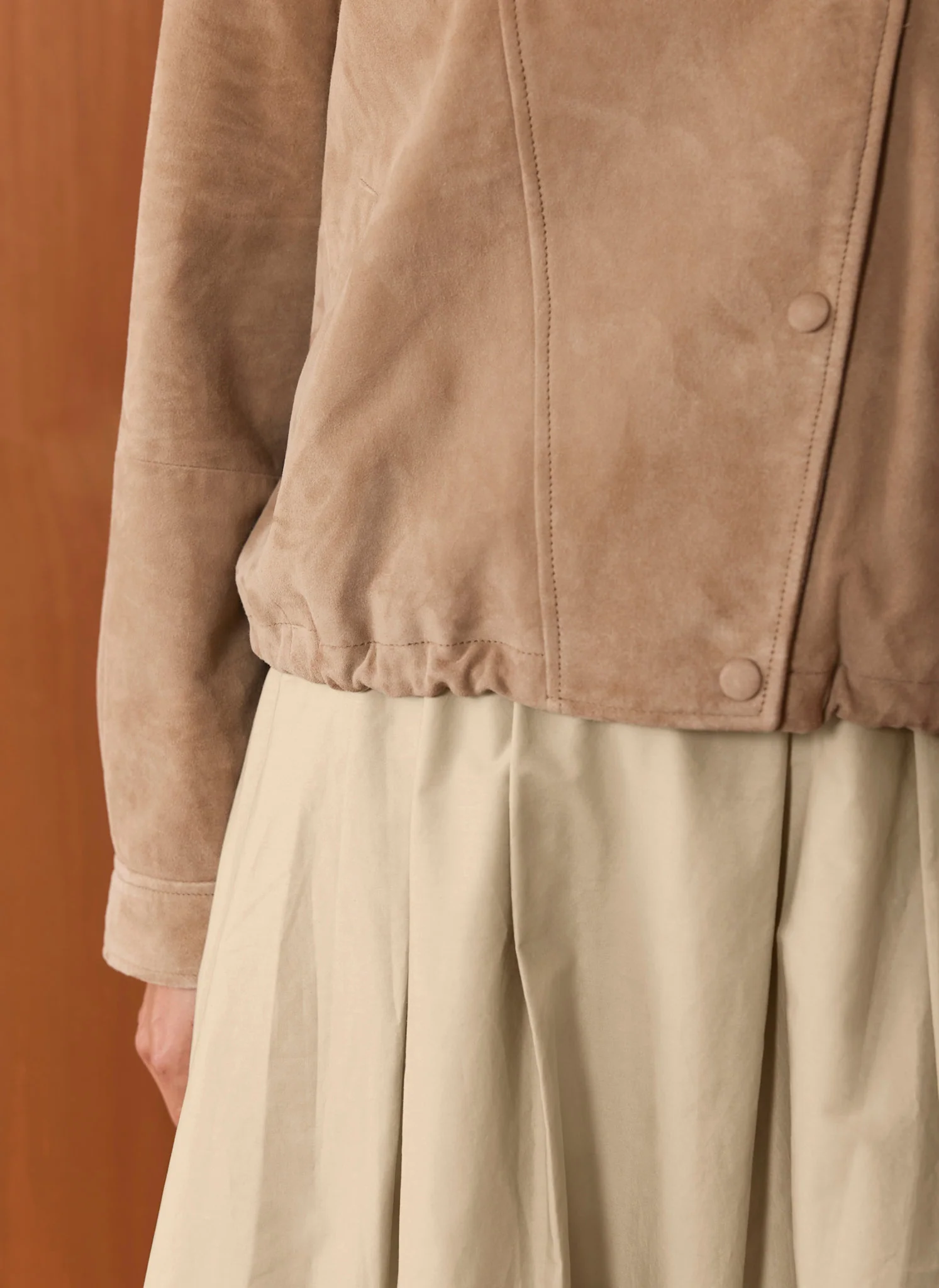 Neutral Cotton A Line Midi Skirt - Image 4