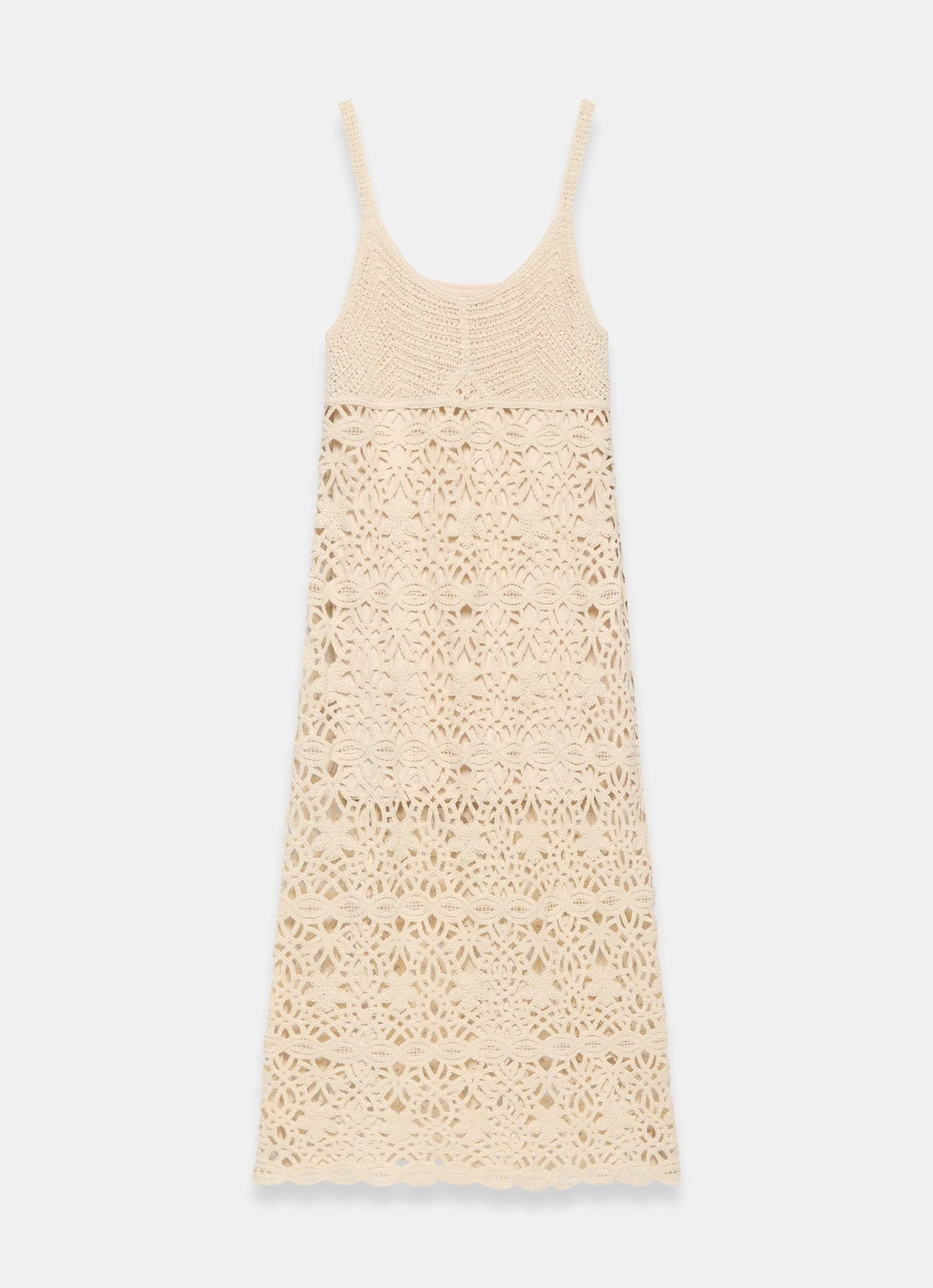 Neutral Cotton Crochet Midi Dress - Image 7