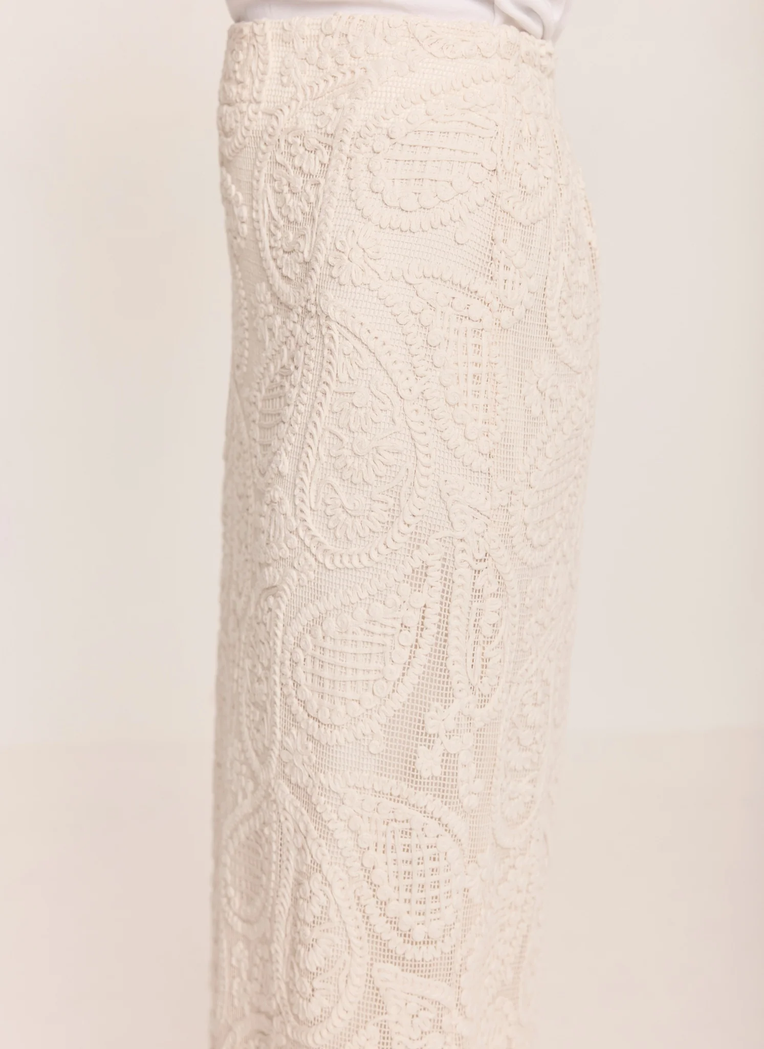 Neutral Crochet Paisley Midi Skirt - Image 4
