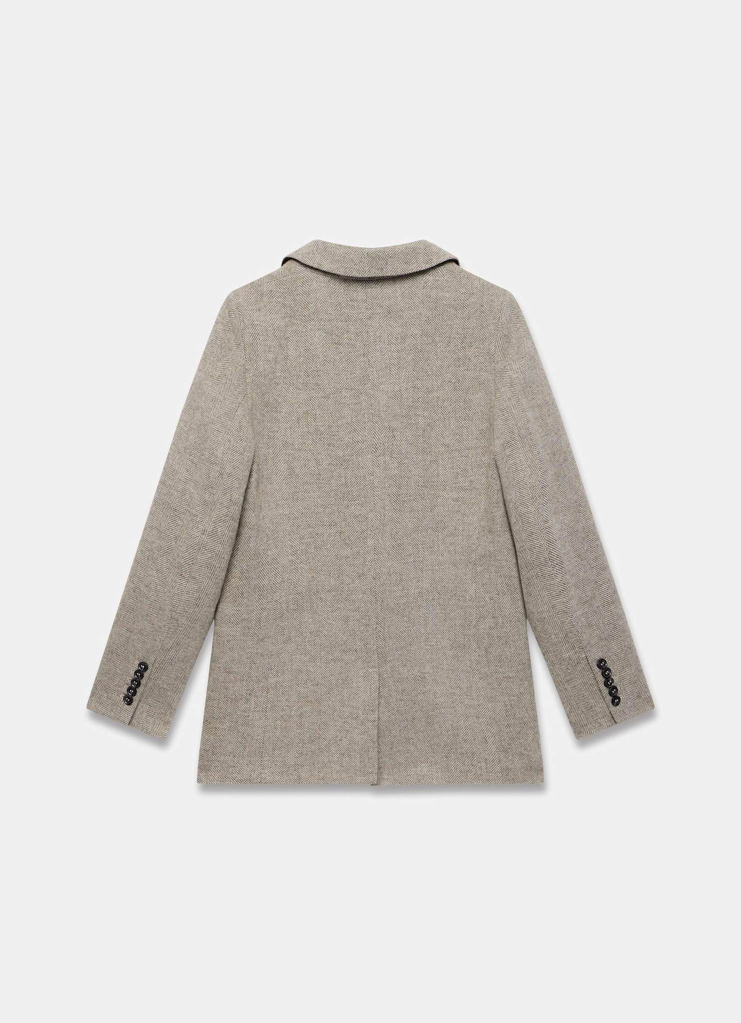 Neutral Herringbone Single Breasted Blazer - Image 8