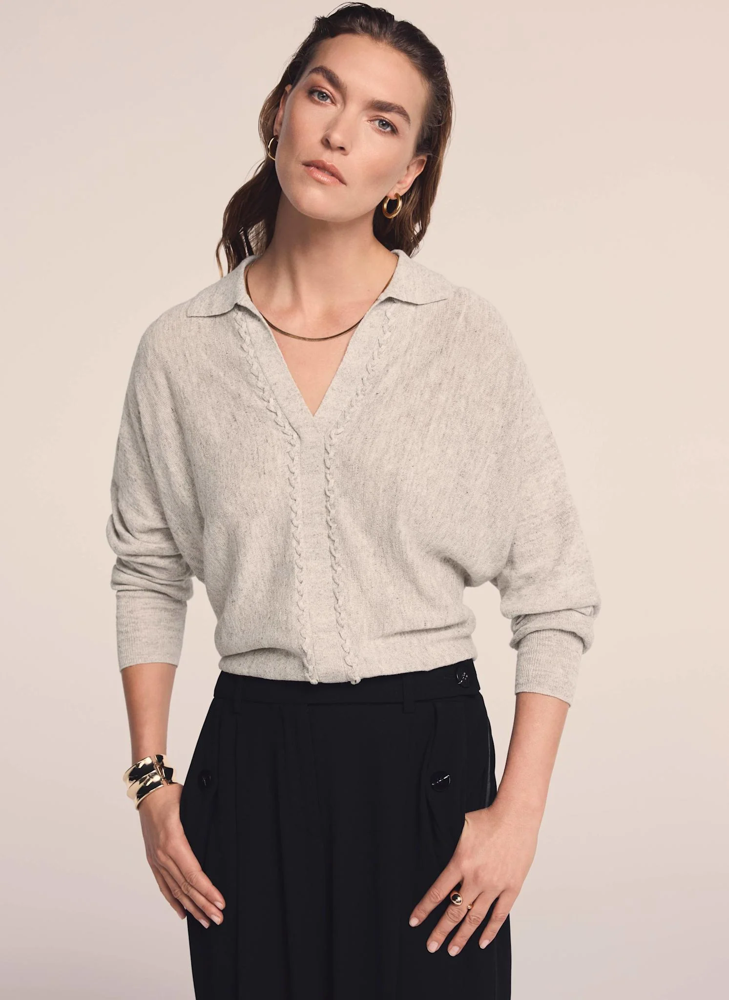 Neutral Linen Blend Knit Jumper