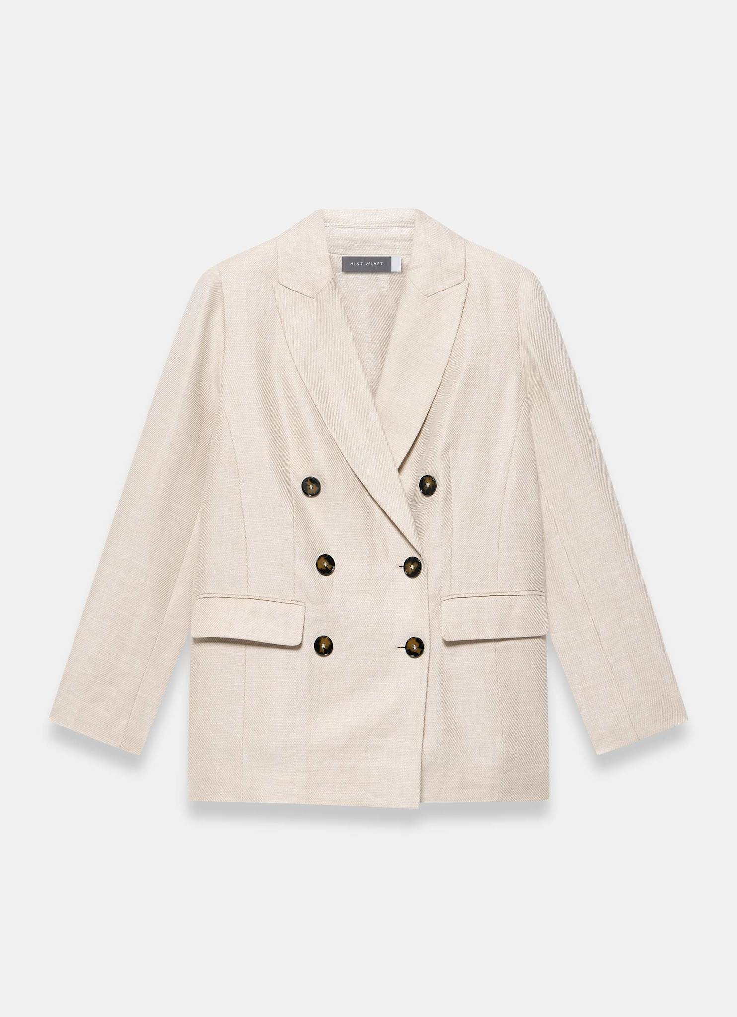Neutral Linen Double Breasted Blazer - Image 6
