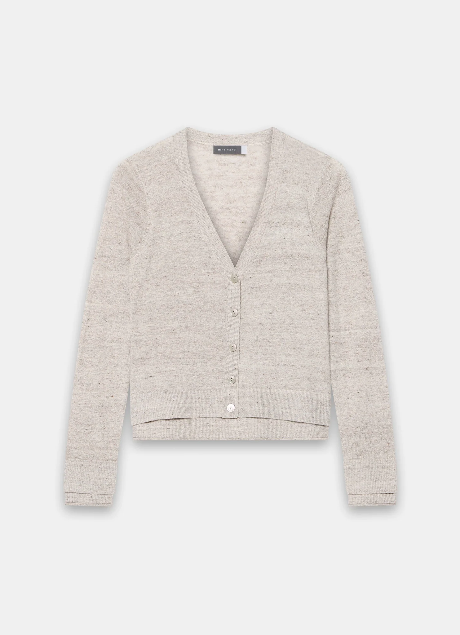 Neutral Linen Blend Layered Cardigan - Image 7