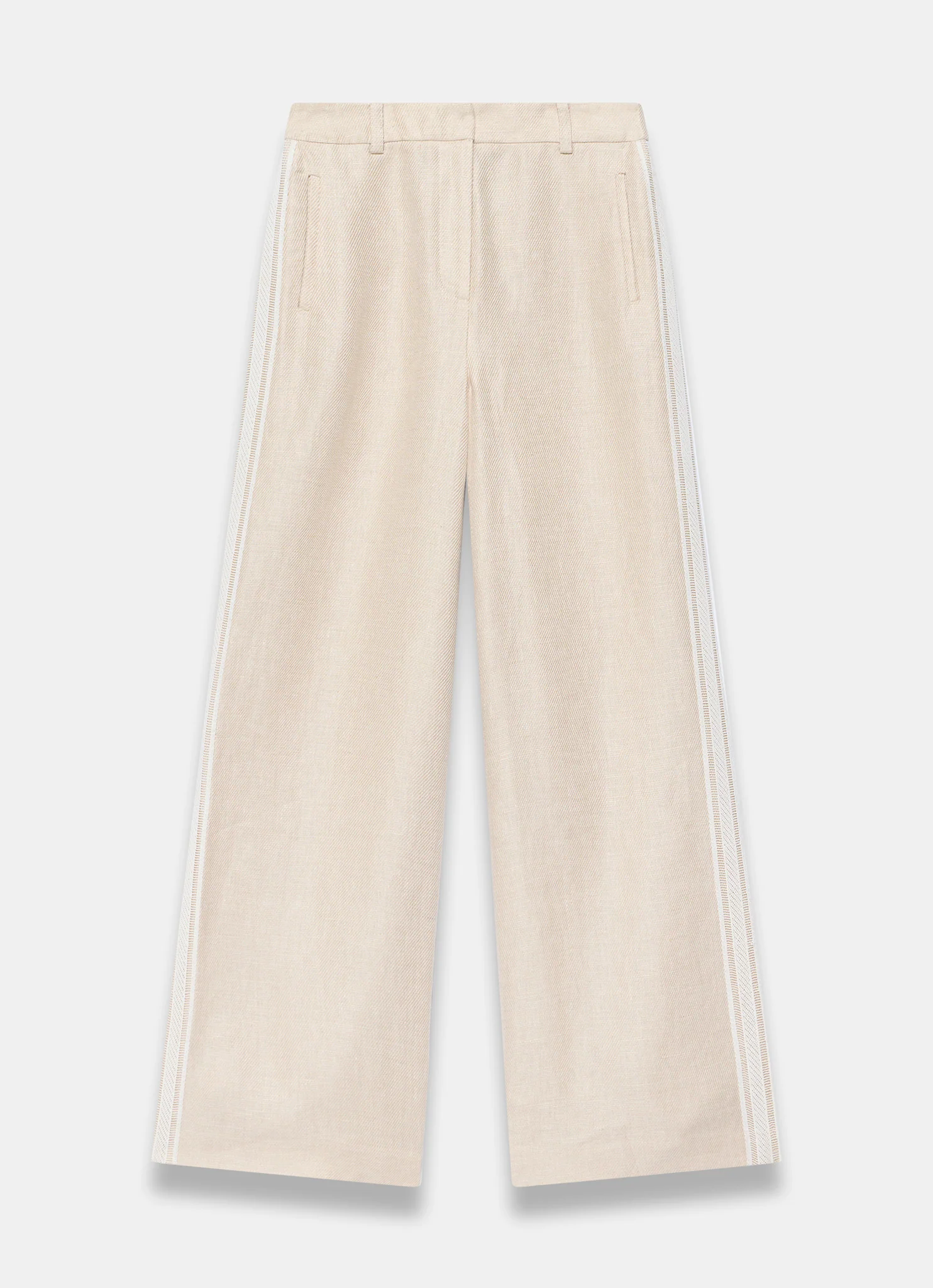 Neutral Linen Side Stripe Trousers - Image 7