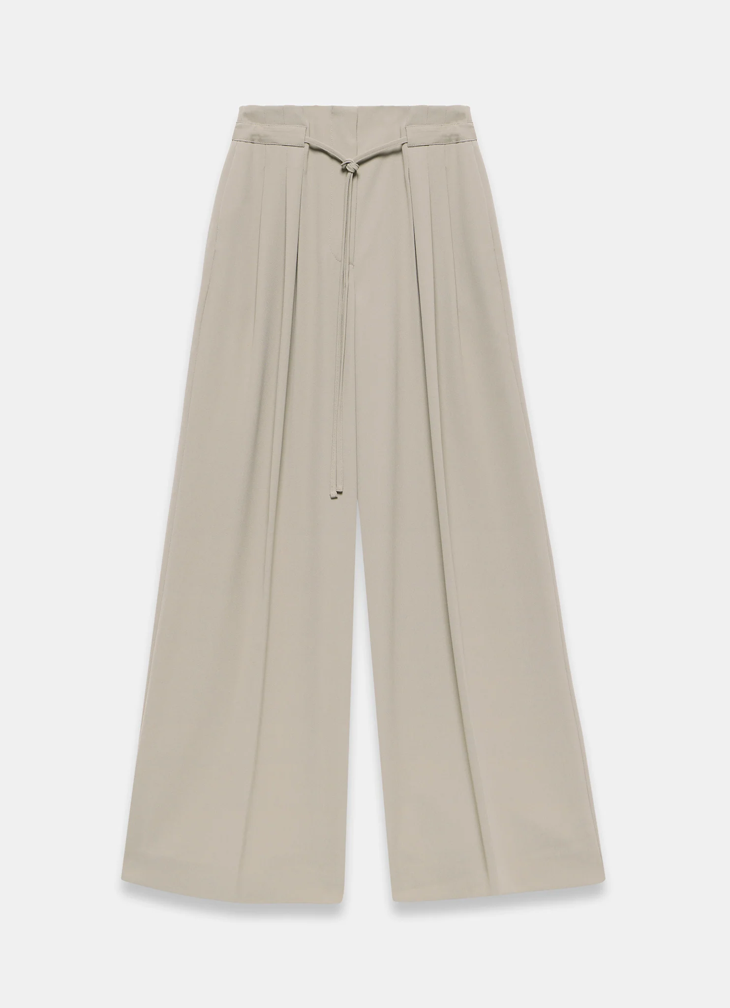 Neutral Tie Waist Pleated Wide Trousers - Image 6