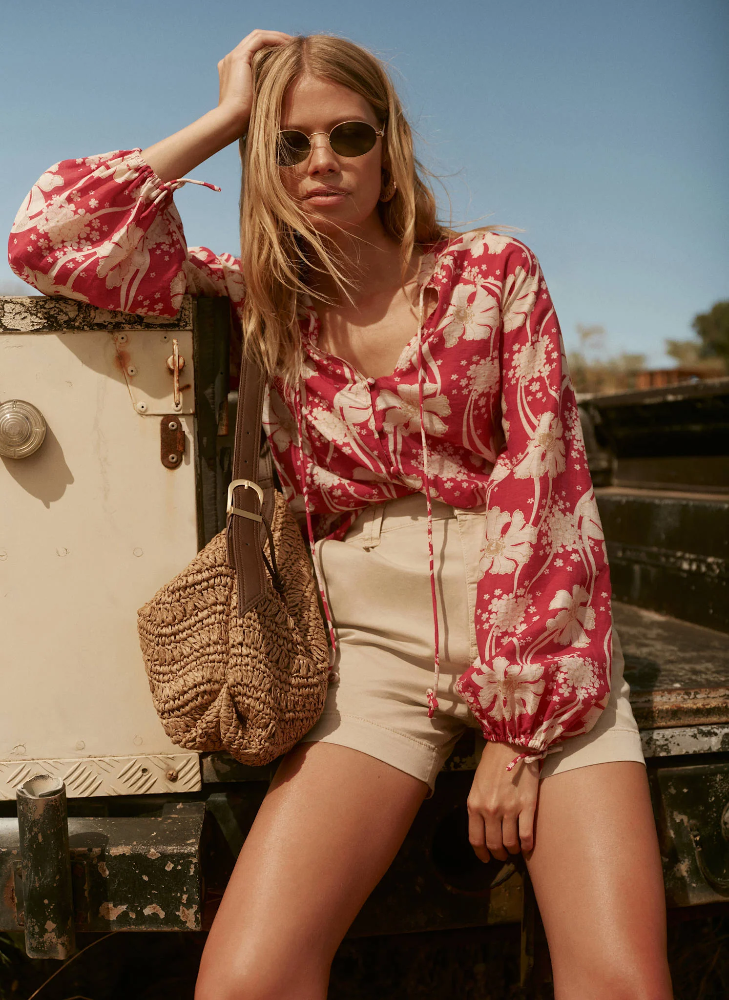 Neutral Cotton Blend Chino Shorts - Image 2