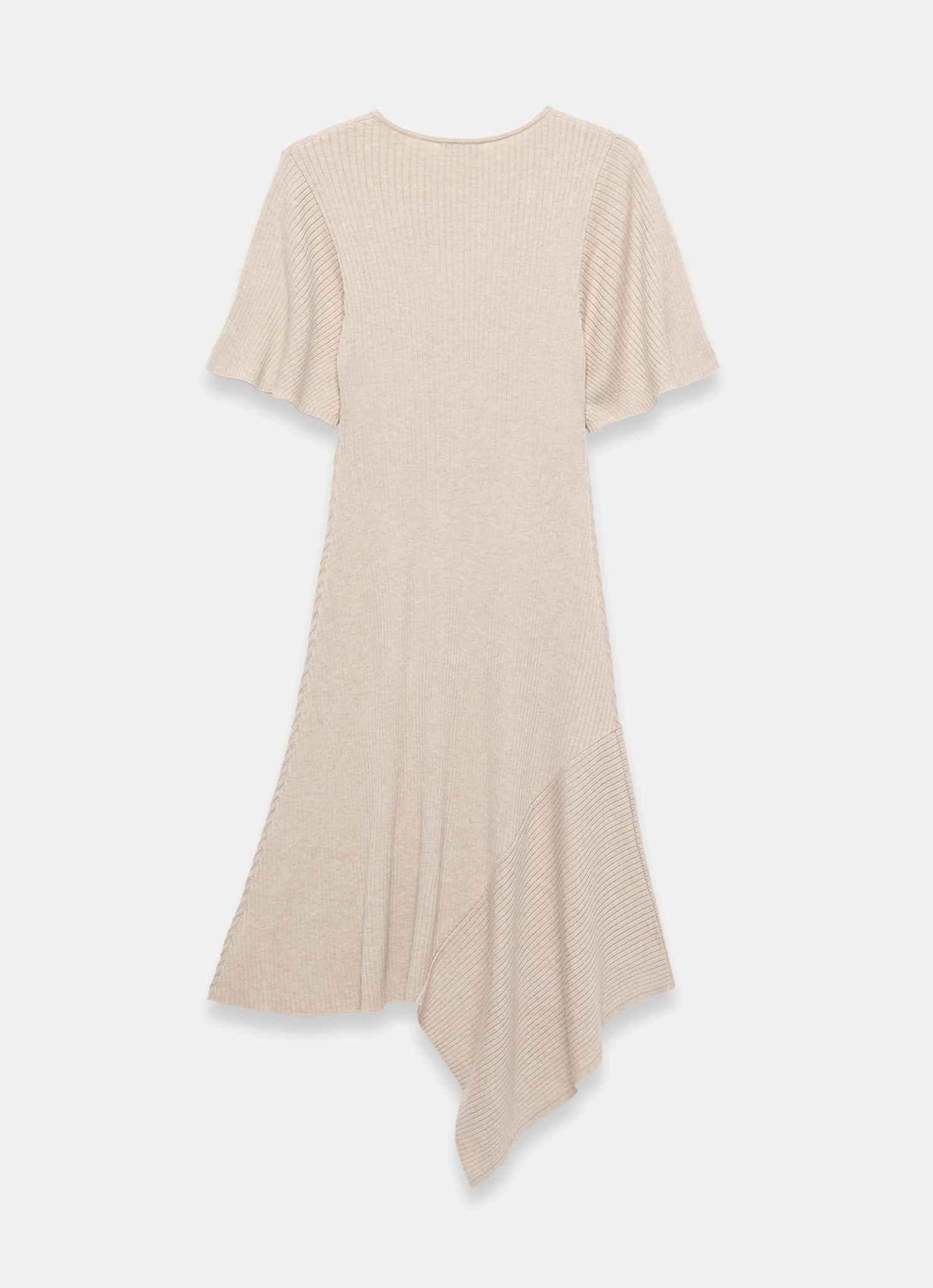Neutral Rib Knit Asymmetric Dress - Image 8