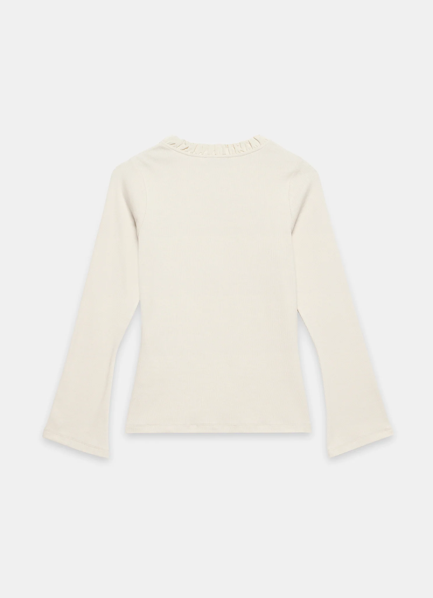 Neutral Ruched Cotton blend Henley Top - Image 8