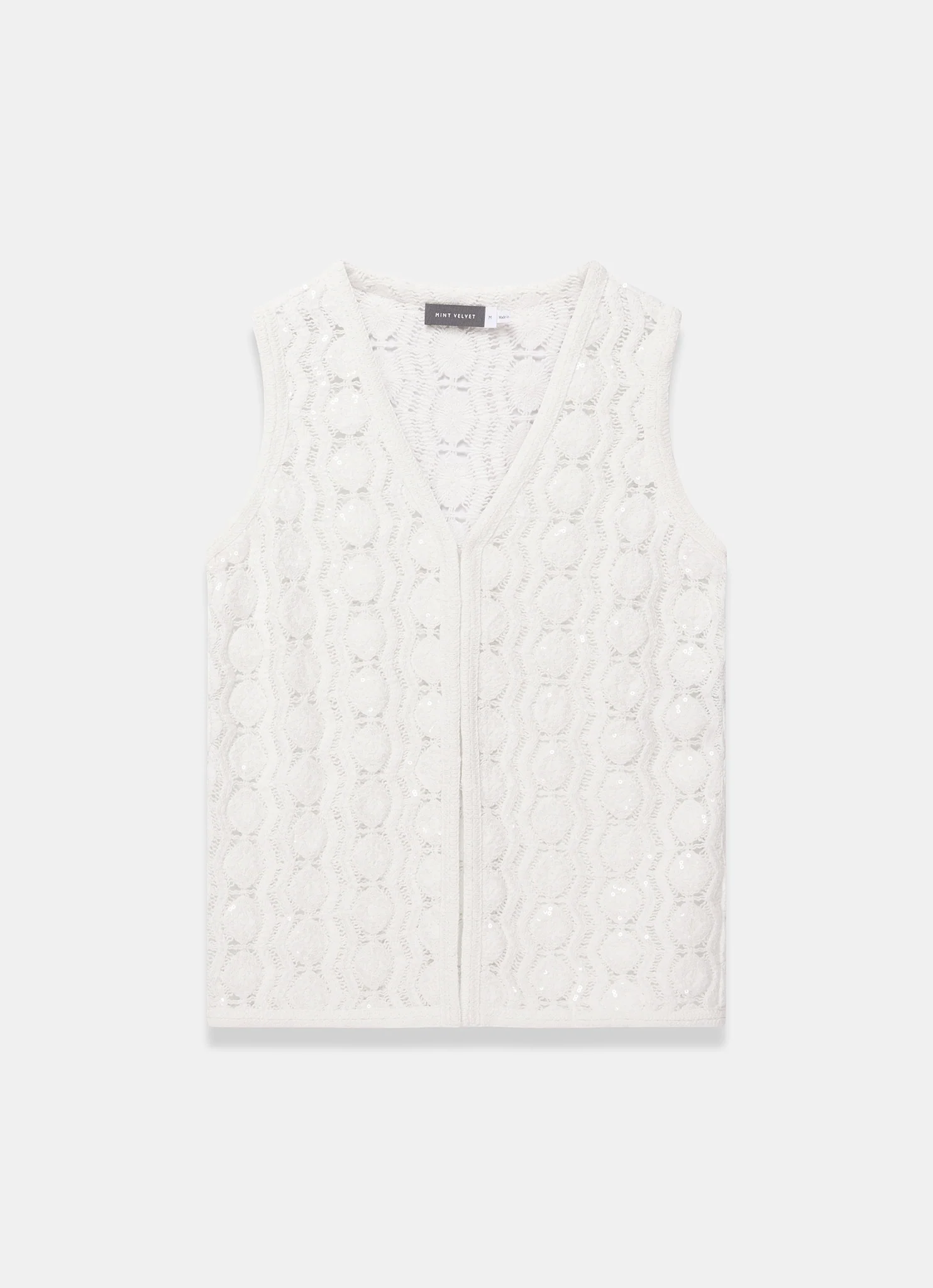 White Crochet Sequin Top - Image 7
