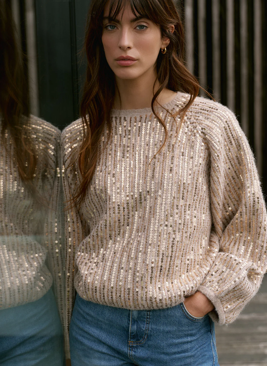 Neutral Sequin Embellished Jumper - Image 2