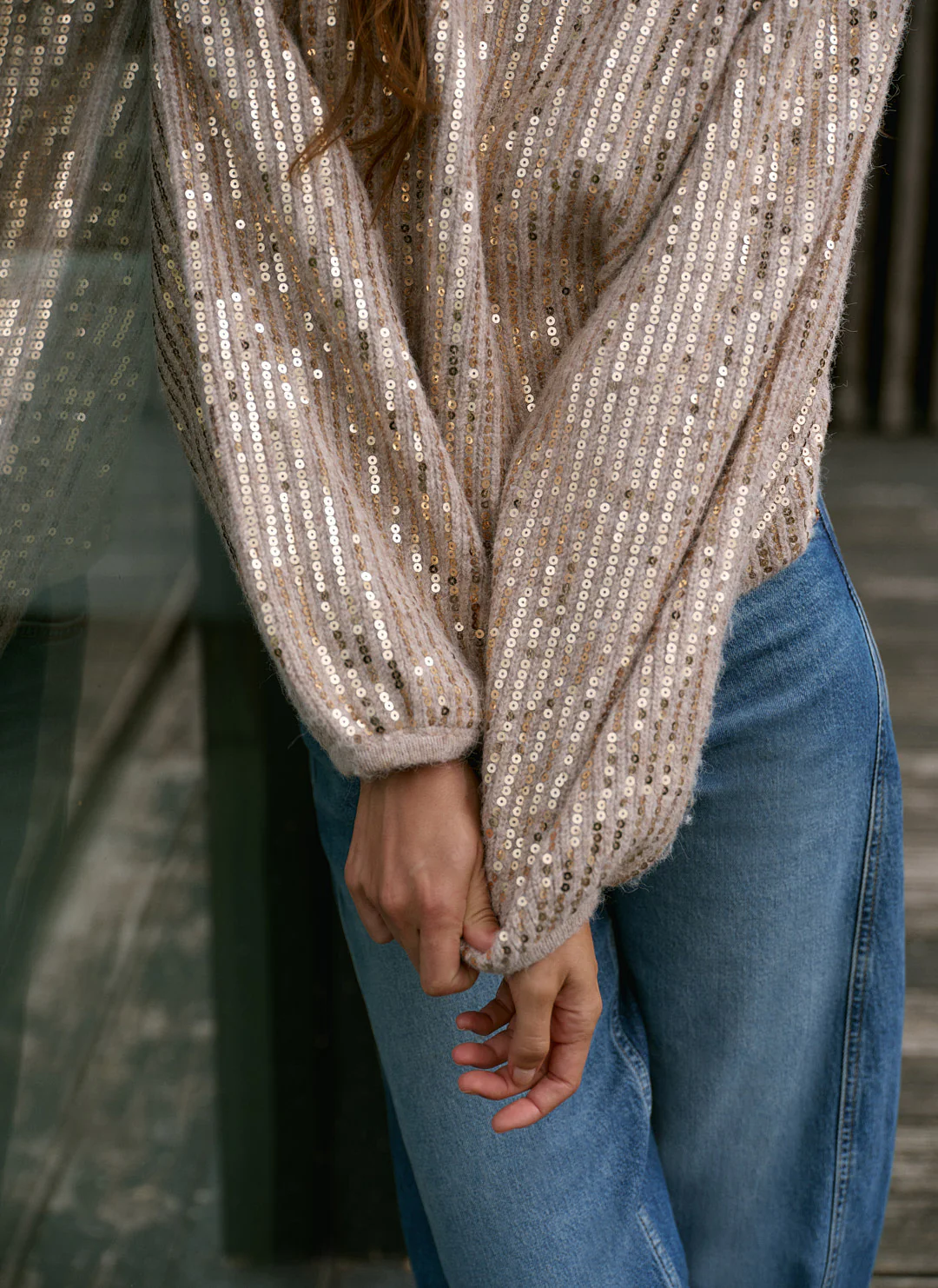 Neutral Sequin Embellished Jumper - Image 3