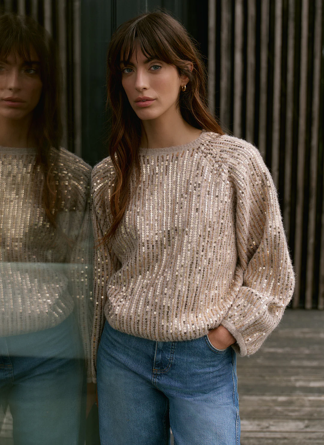 Neutral Sequin Embellished Jumper - Image 5