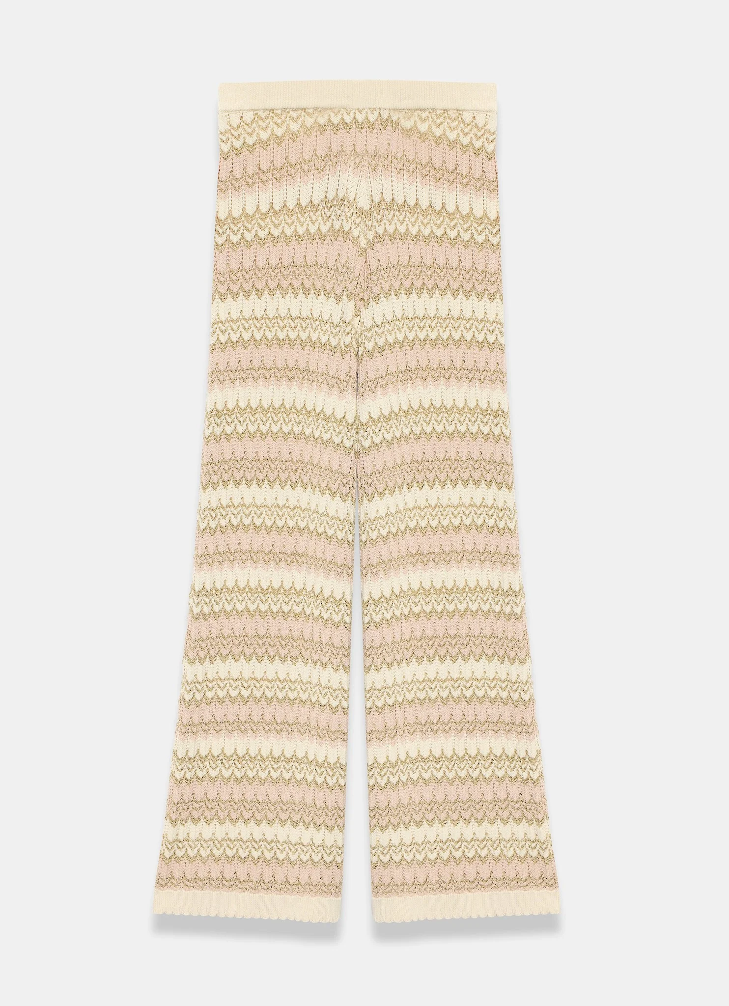 Neutral Striped Crochet Trousers - Image 6