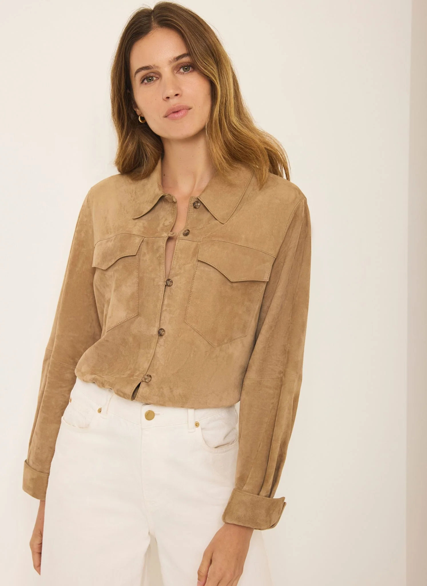 Neutral Suede Shirt - Image 3