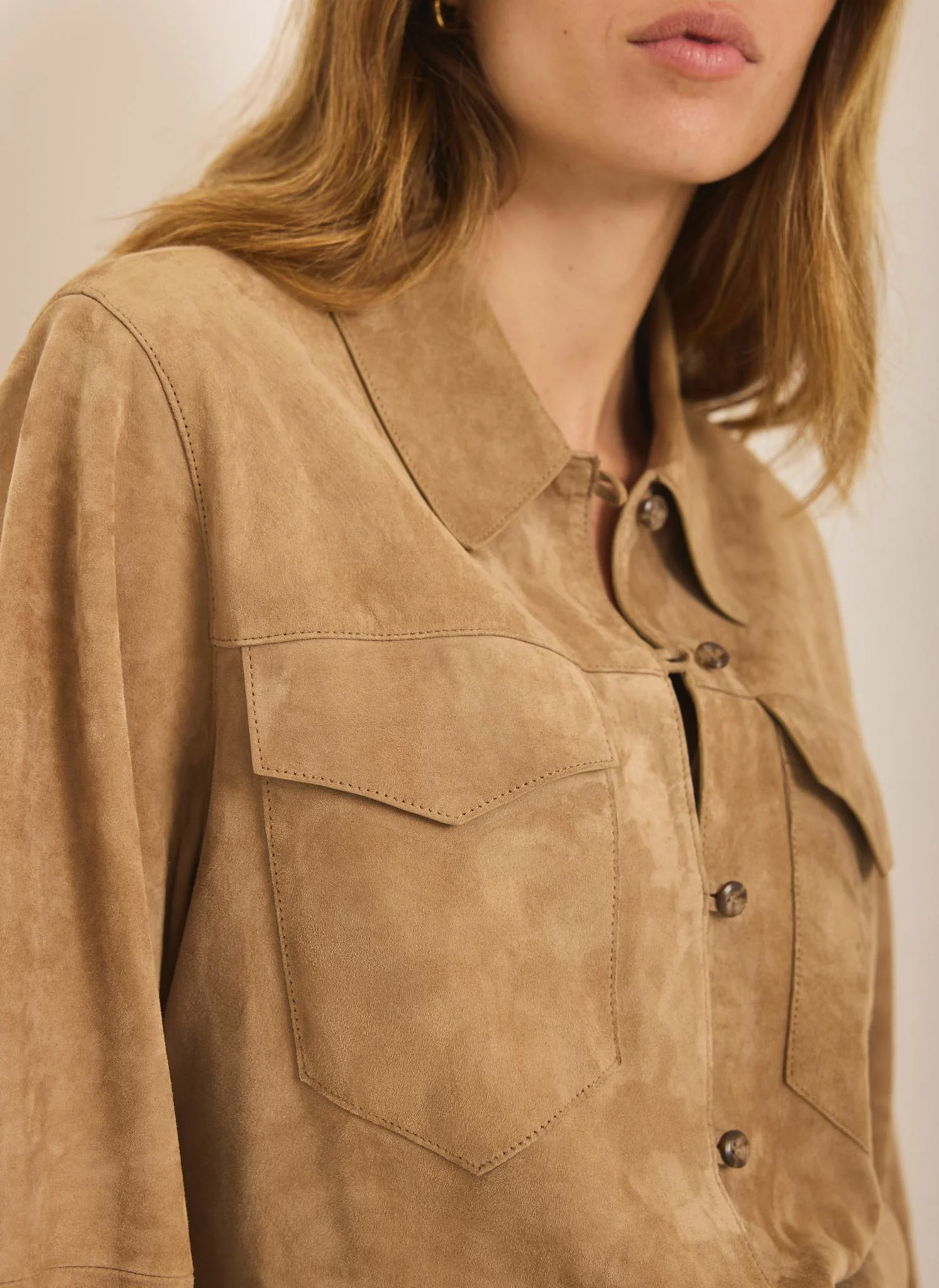 Neutral Suede Shirt - Image 5