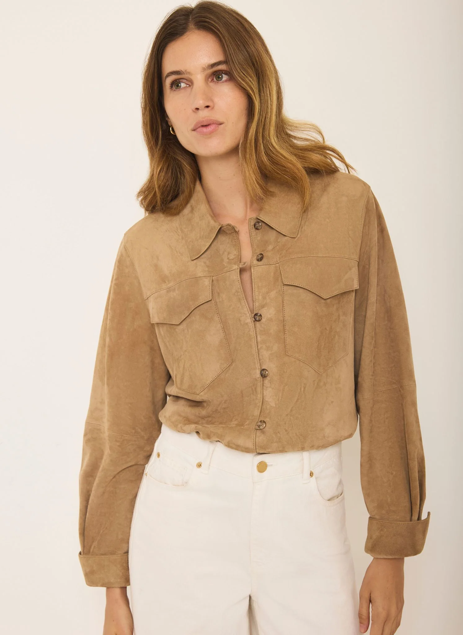 Neutral Suede Shirt - Image 6