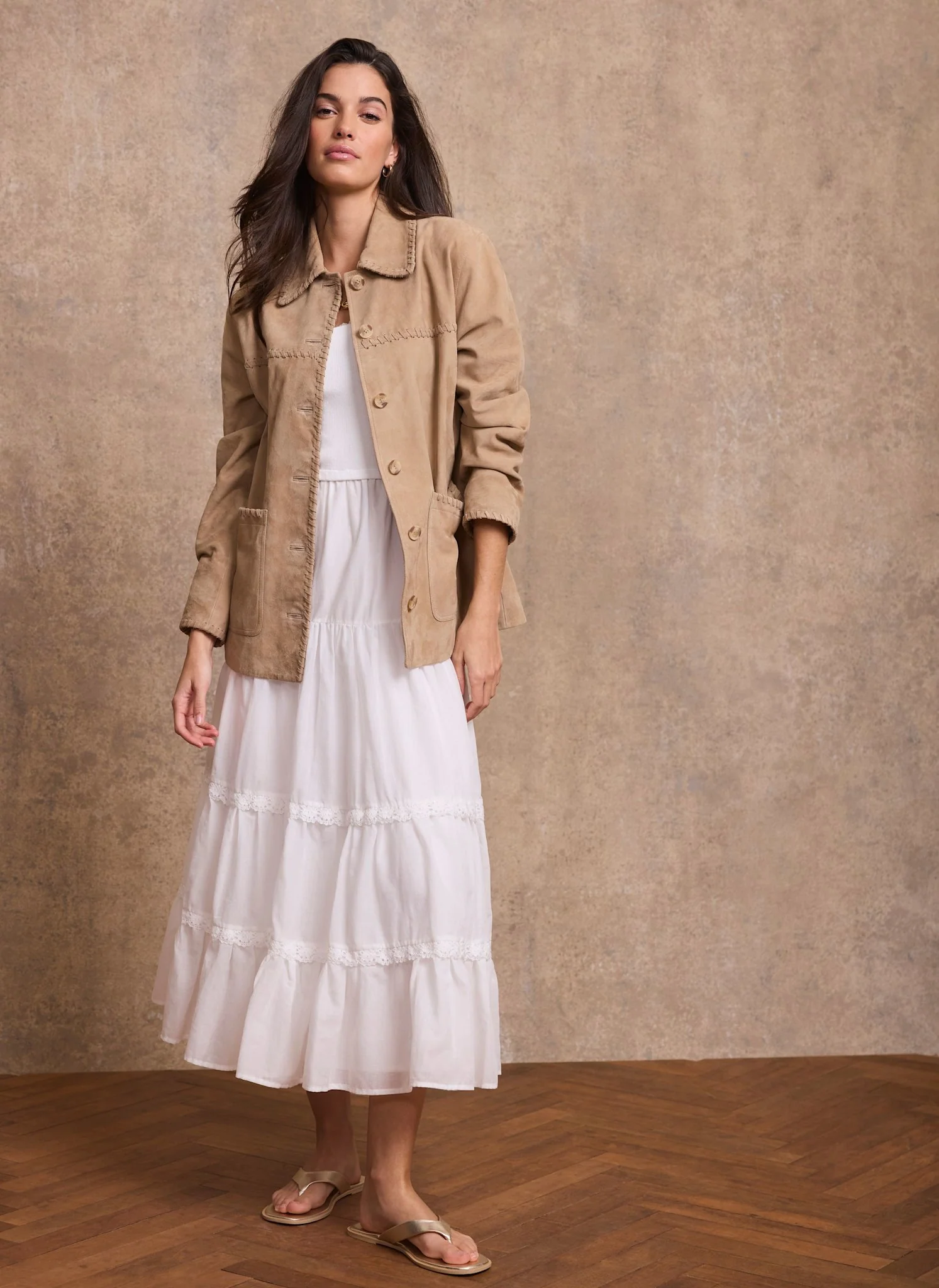 Neutral Suede Stitch Shacket - Image 2