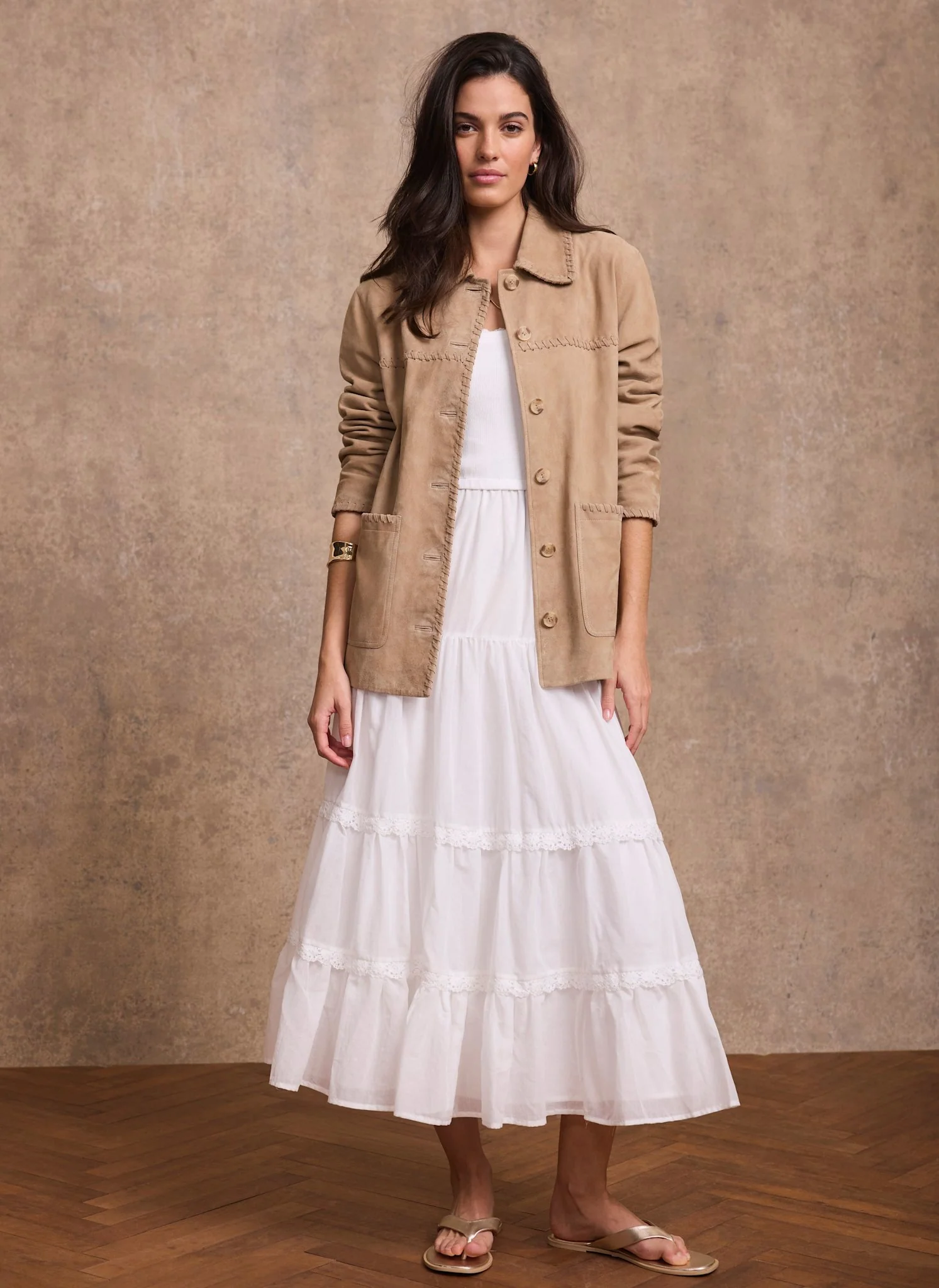 Neutral Suede Stitch Shacket - Image 5