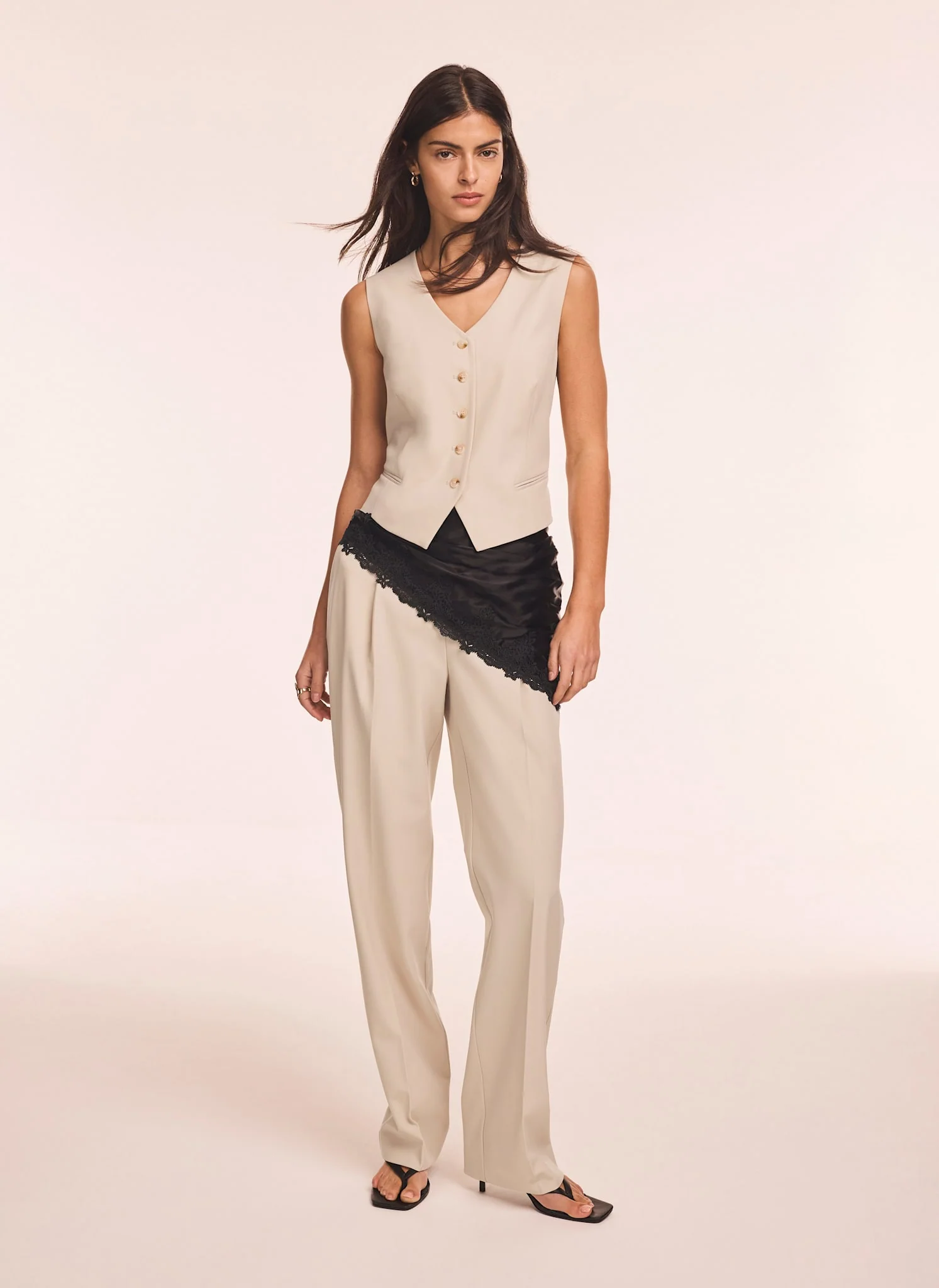 Neutral Tapered Buckle Detail Trousers - Image 4