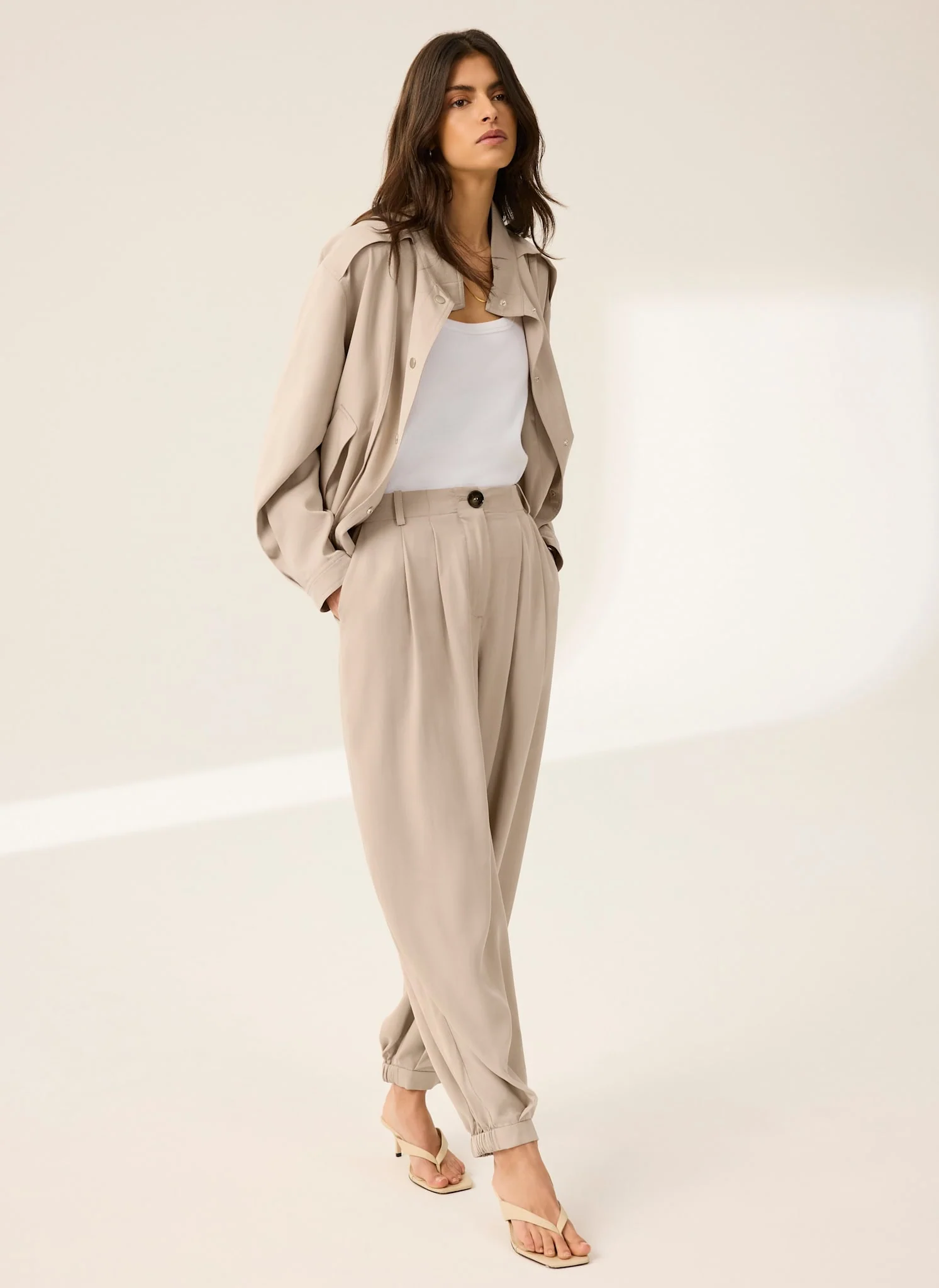 Neutral Tapered Balloon Trousers - Image 5