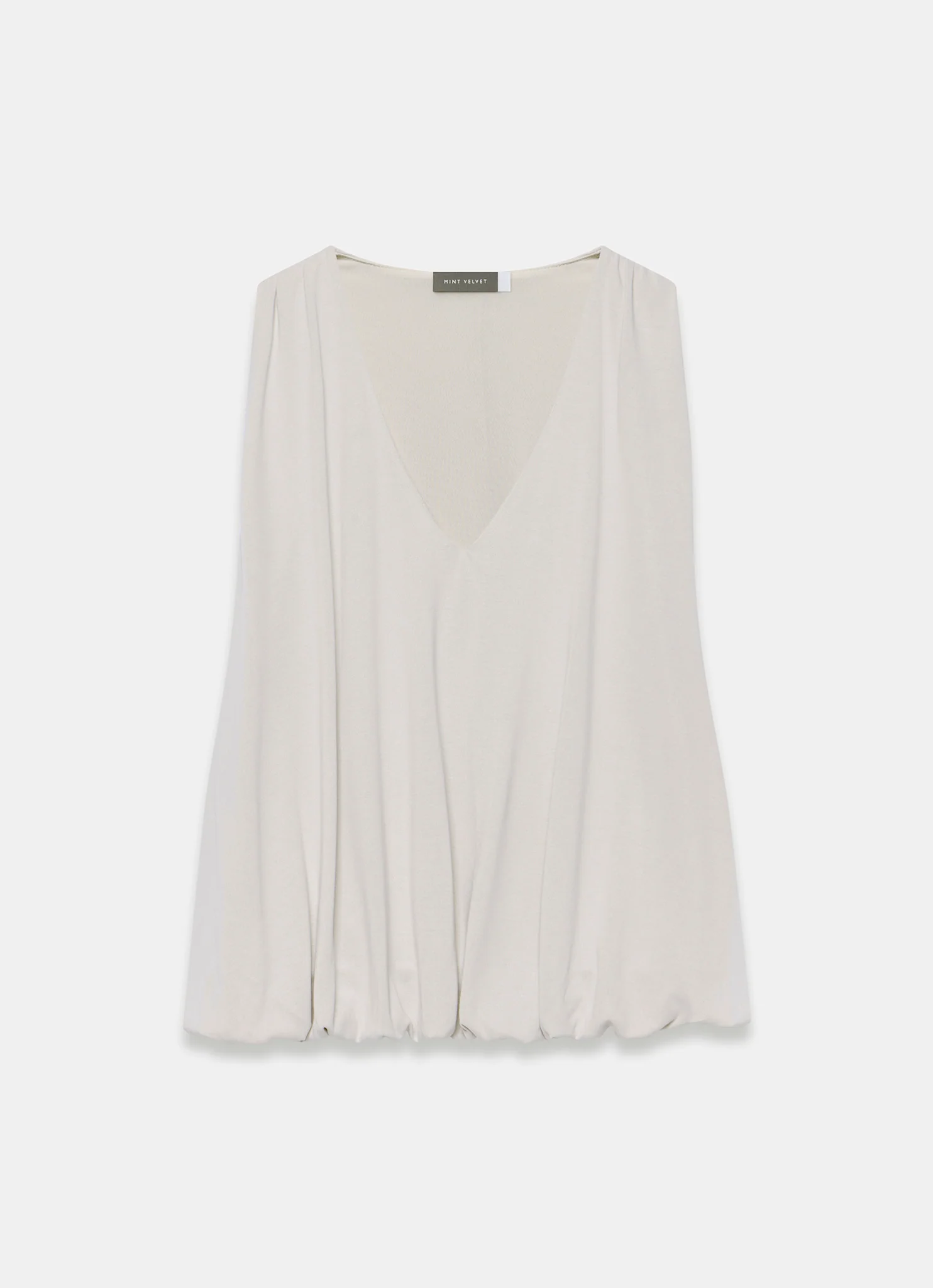 Neutral V Neck Bubble Hem Top - Image 6