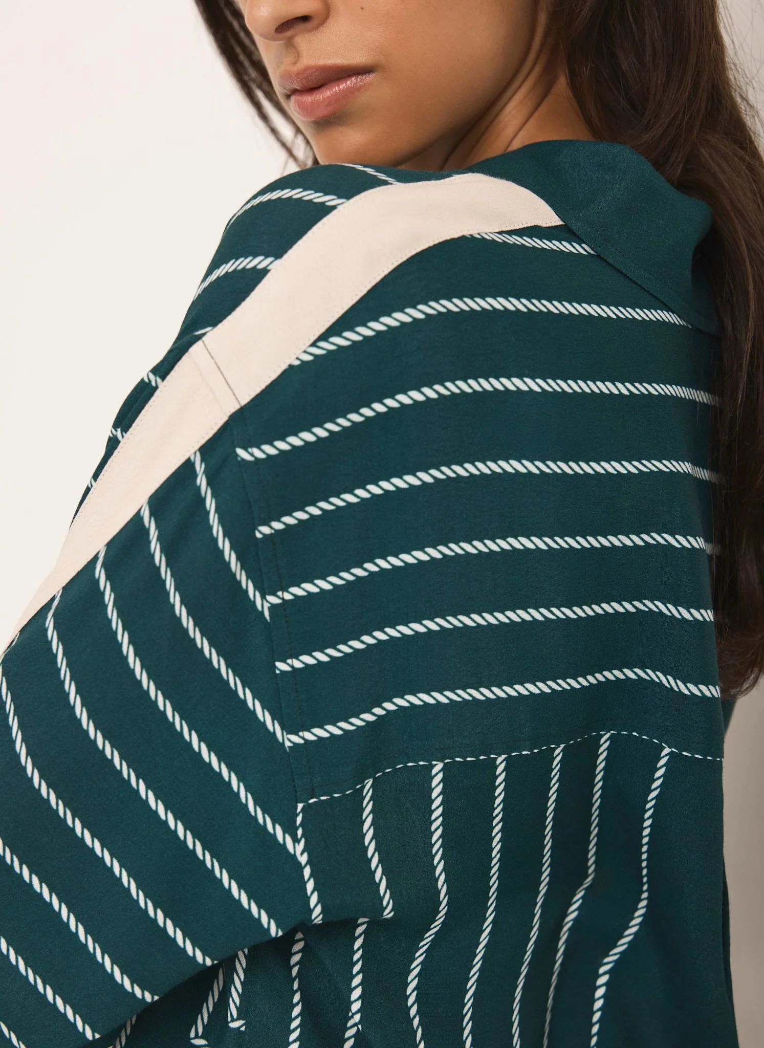 Teal Graphic Print Striped Shirt - Image 5