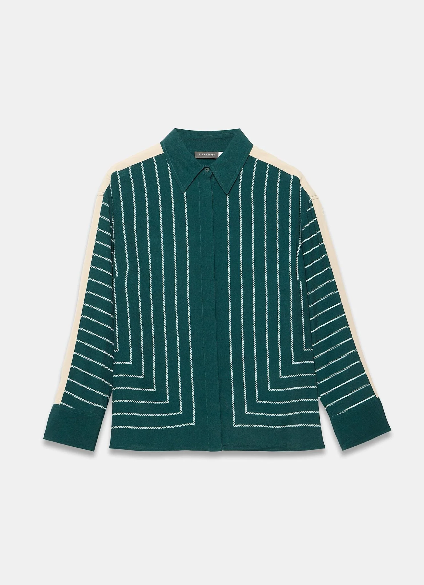 Teal Graphic Print Striped Shirt - Image 6