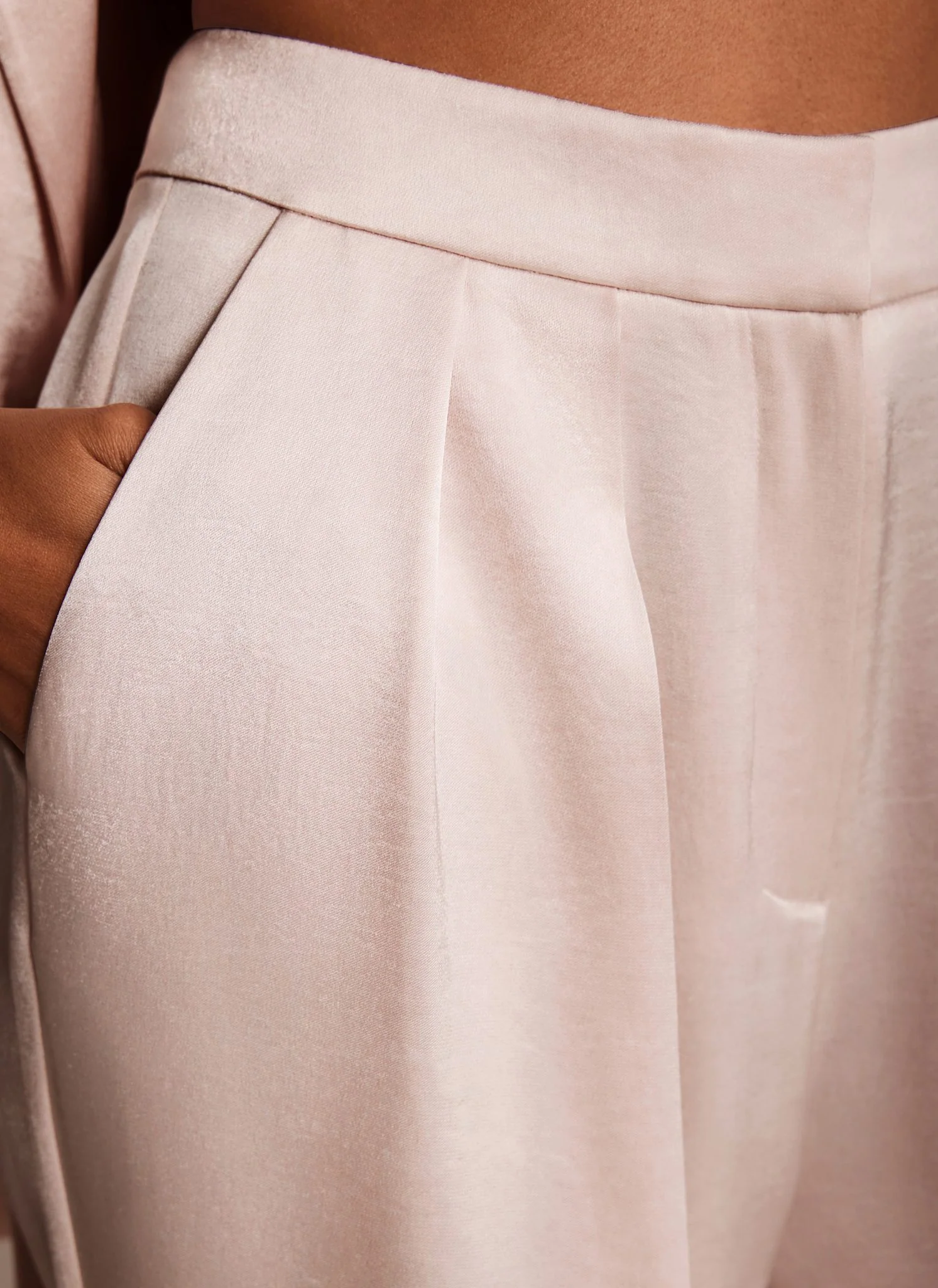 Pink Pleated Wide Leg Trousers - Image 3