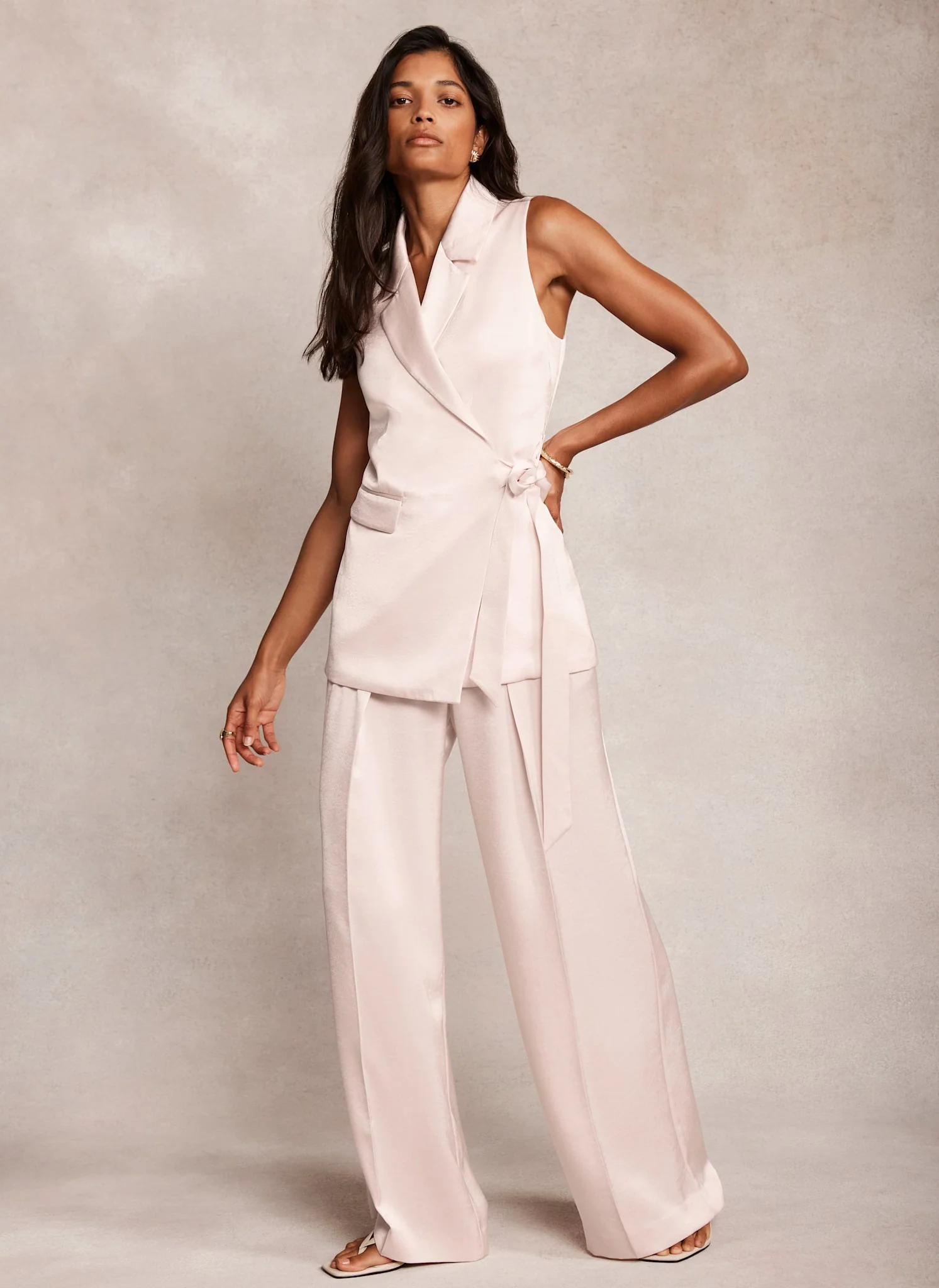 Pink Pleated Wide Leg Trousers - Image 5
