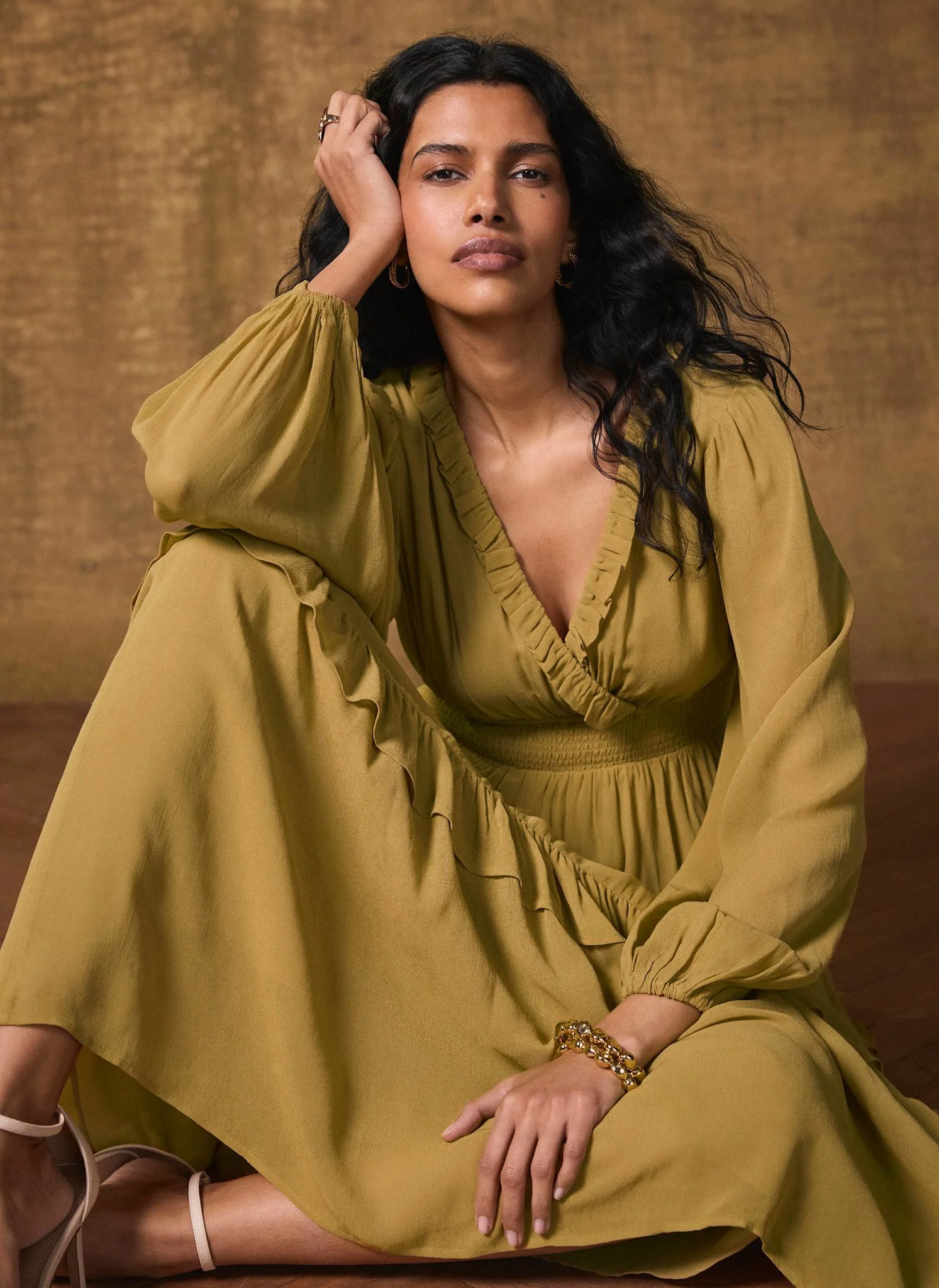 Green Ruffle Tiered Maxi Dress - Image 2