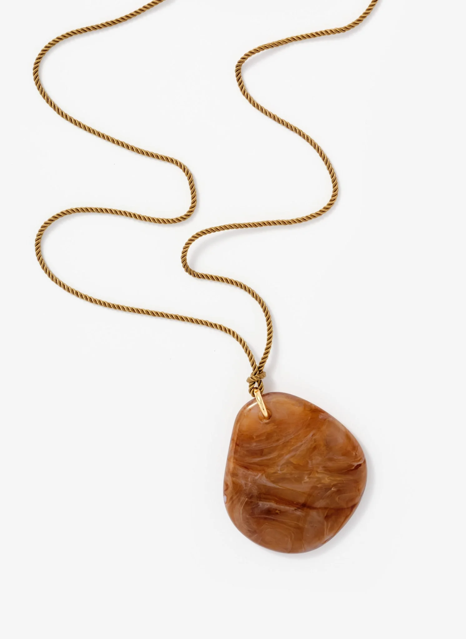 Khaki Cord Stone Pendant Necklace - Image 3