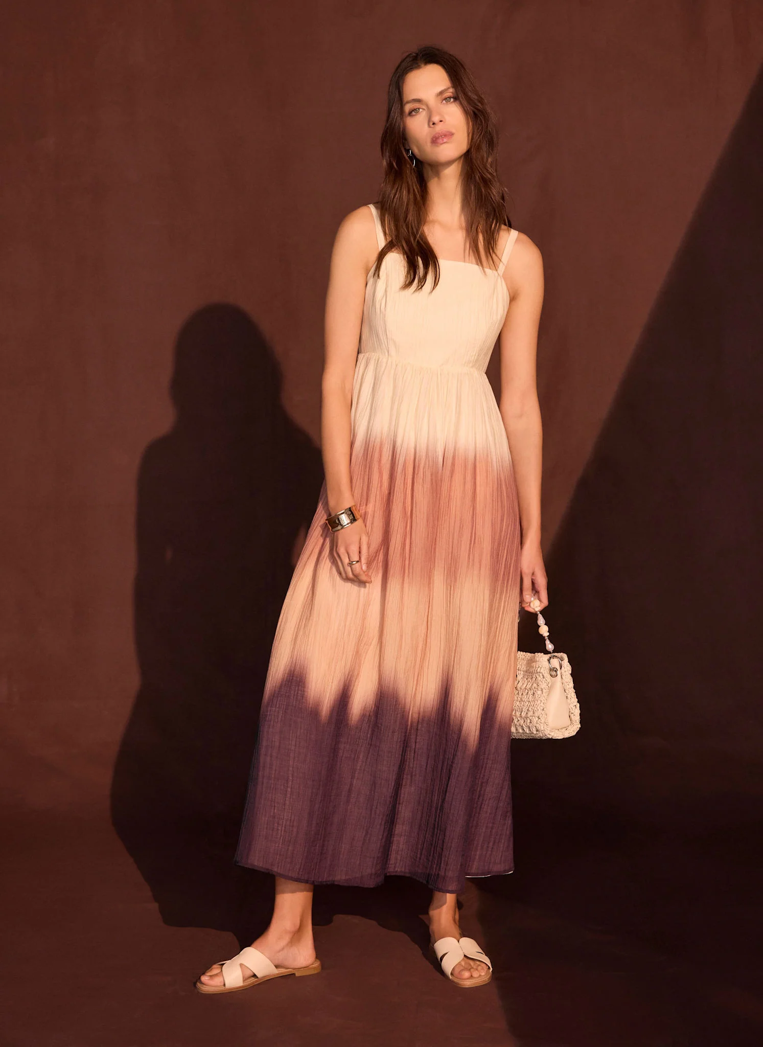 Brown Ombre Crinkle Maxi Dress - Image 2